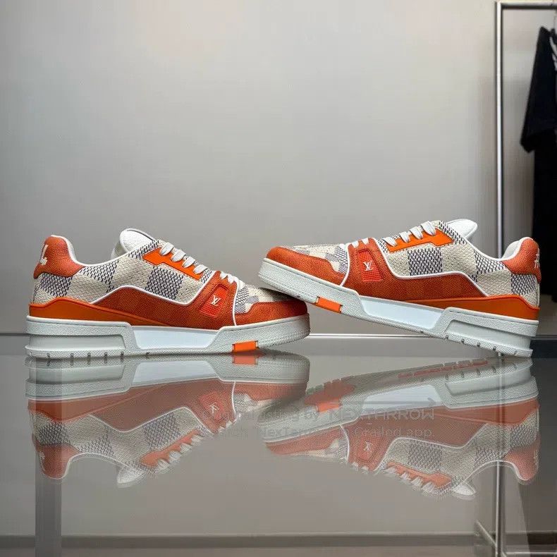 Louis Vuitton Louis Vuitton TRAINER white-orange checkerboard shoes Size US 6.5 / EU 39-40 - 6 Thumbnail