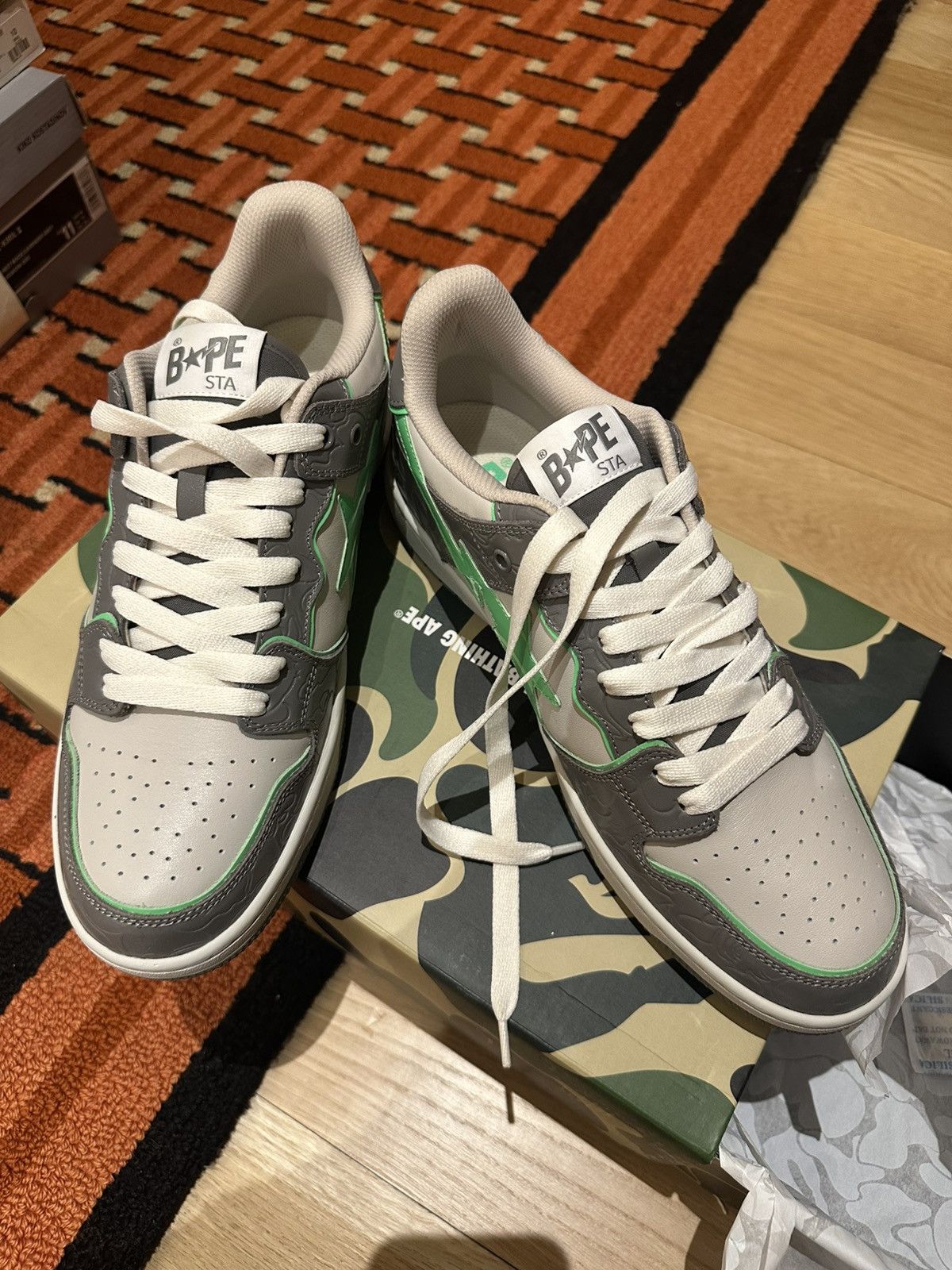 Bape A Bathing Ape Bape Sta Grey Green Size US 11 / EU 44 - 4 Thumbnail