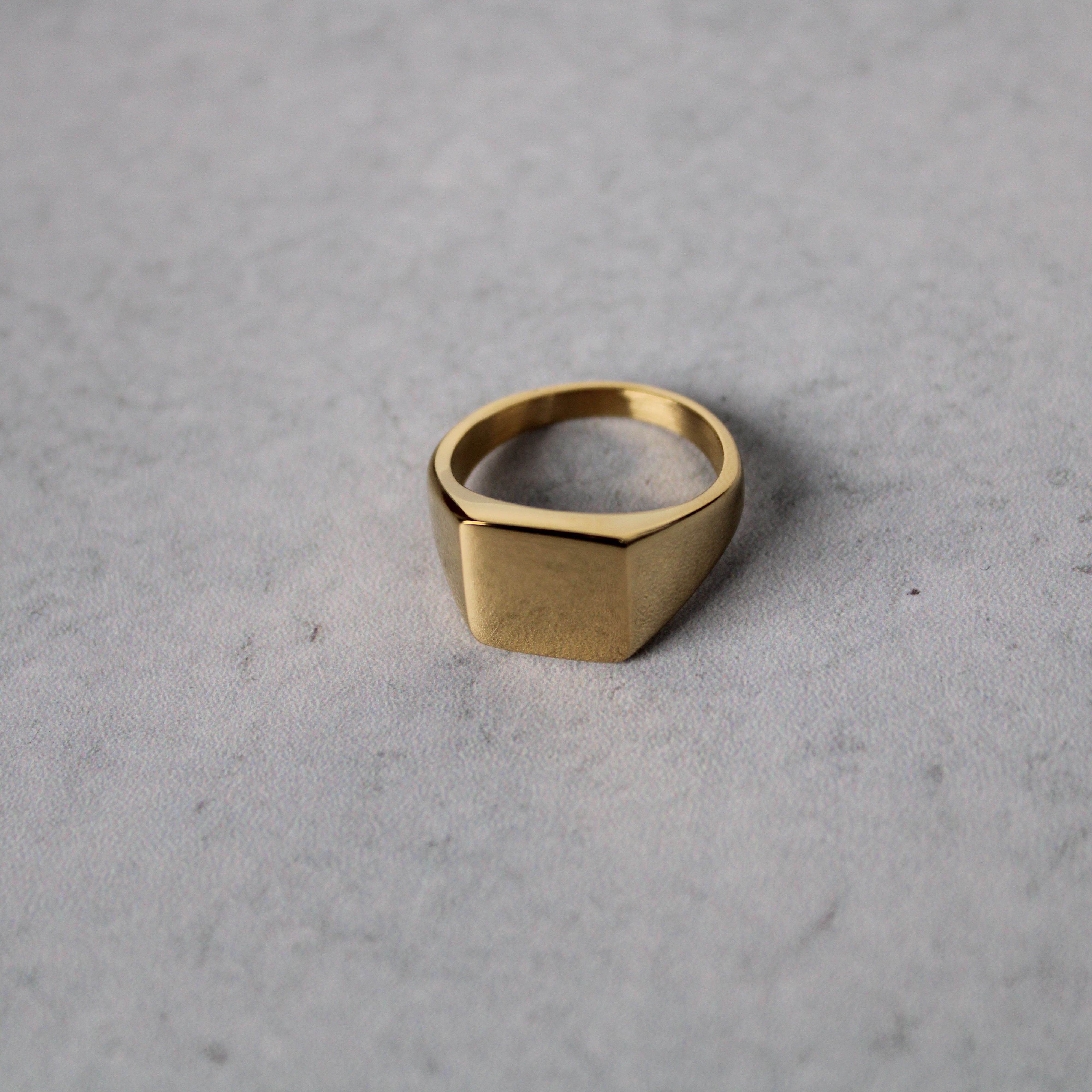 Jewelry Gold Square Signet Ring 14MM Size 8 US Size ONE SIZE - 4 Thumbnail