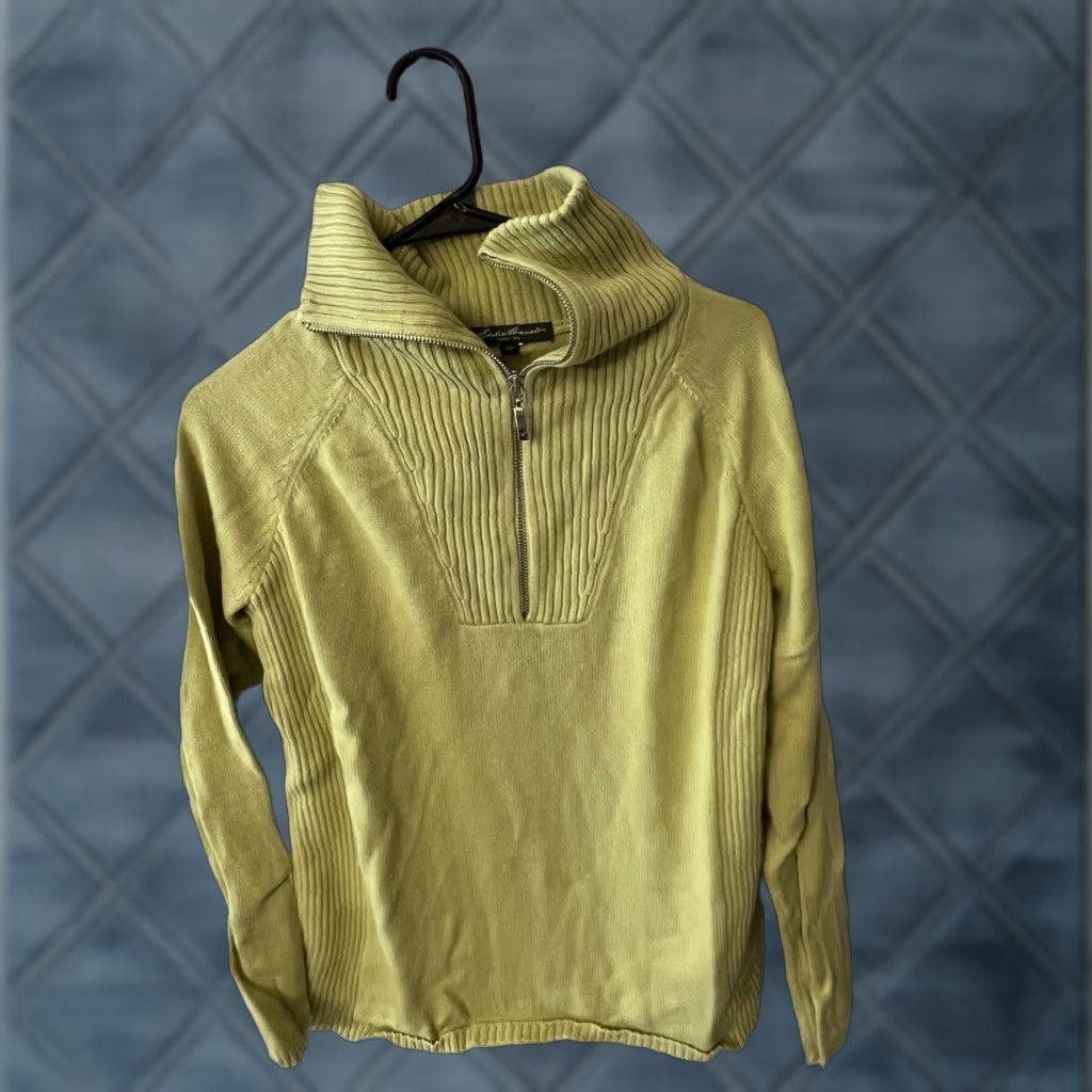 Eddie Bauer Eddie Bauer VINTAGE Lime Green Cable-Knit Half Zip Sweater Women Petite Size PXL Casual Pullover Size XL / US 12-14 / IT 48-50 - 1 Thumbnail