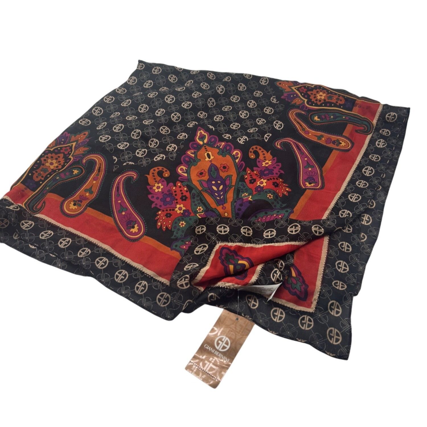 Giani Bernini Giani Bernini Logo Paisley Border Printed Scarf, Black-multi Size ONE SIZE - 9 Thumbnail