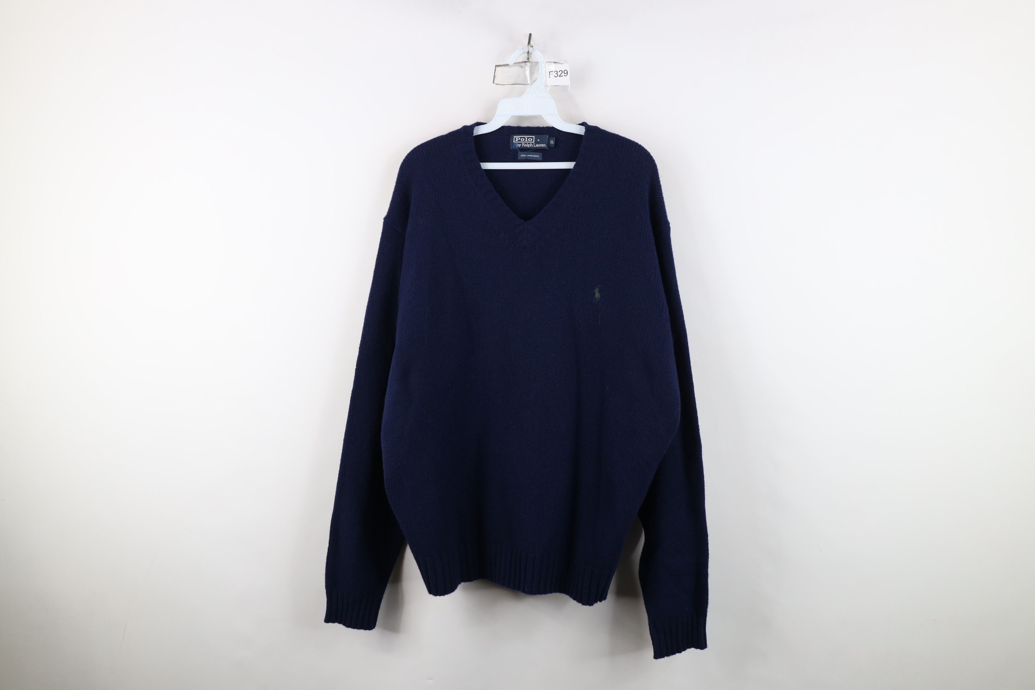Ralph Lauren Vintage 90s Ralph Lauren Lambswool Knit V-Neck Sweater Blue Size US XL / EU 56 / 4 - 1 Thumbnail