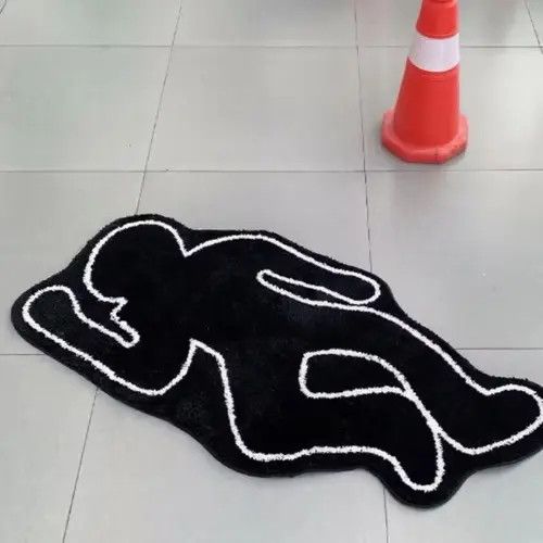 Handmade Handmade Design Humanoid Crime Scene Rug Carpet Size ONE SIZE - 2 Thumbnail