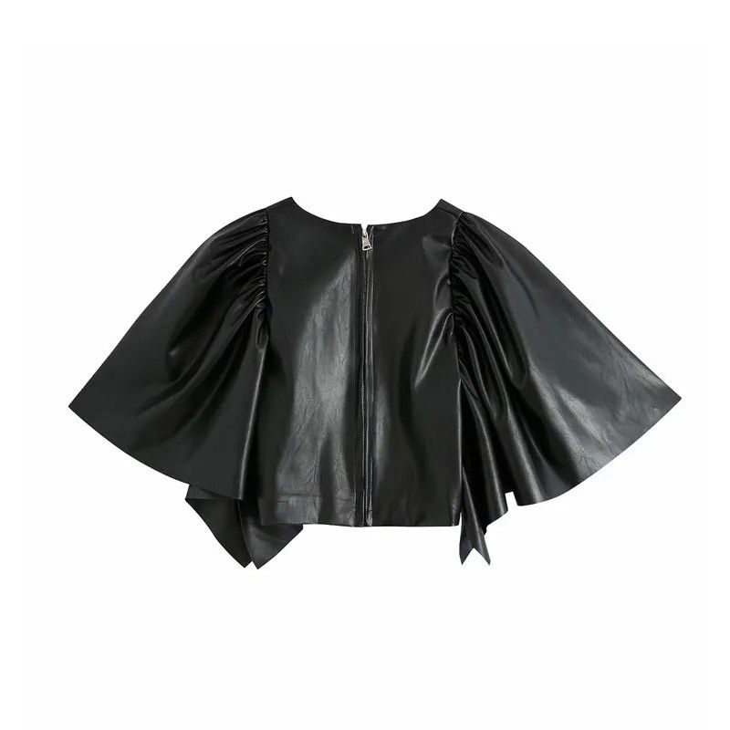 Japanese Brand Real Leather Cropped Top 🖤➕ Size XS / US 0-2 / IT 36-38 - 2 Thumbnail