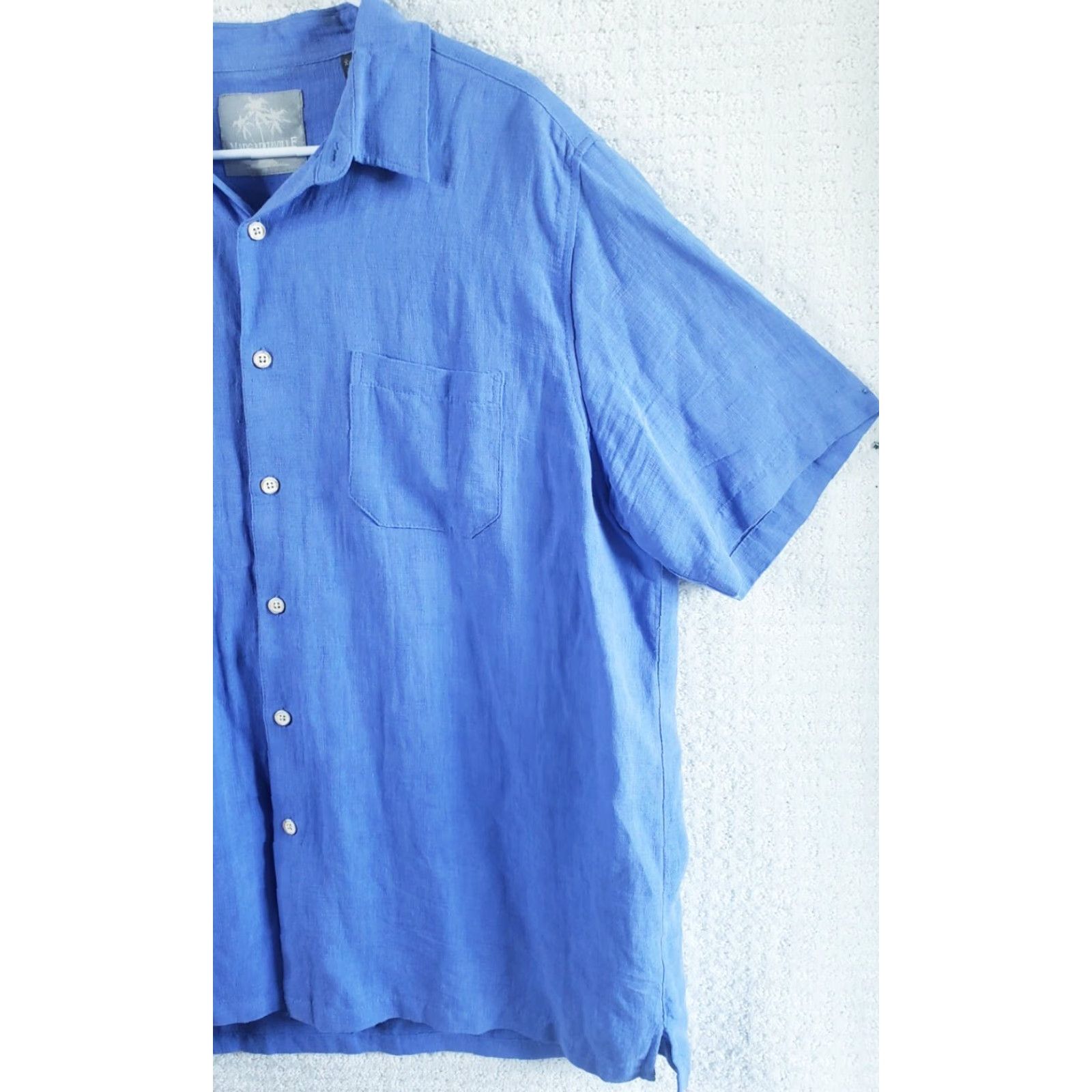 Vintage Margaritaville Shirt Button-Up Short Sleeve XL Blue Silk Linen 75% 25% Men’s Size US XL / EU 56 / 4 - 2 Thumbnail