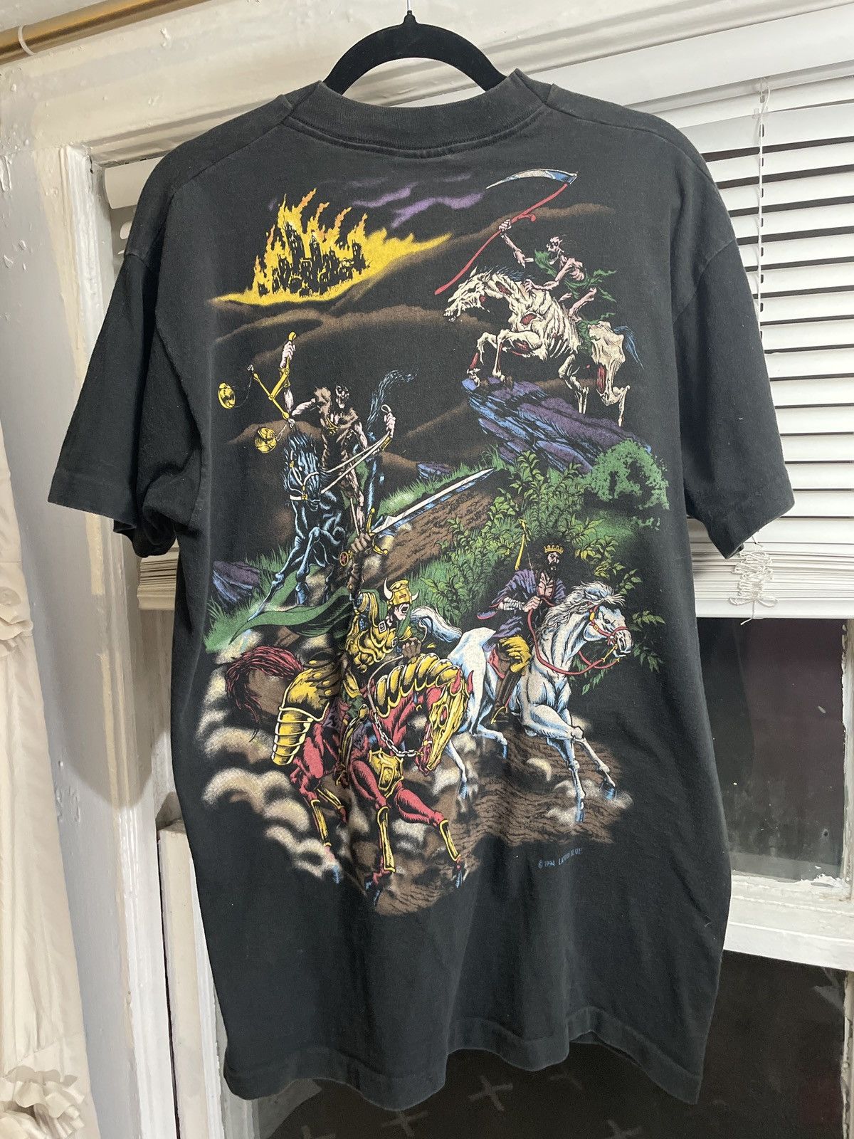 Liquid Blue × Vintage 1994 RARE LIQUID BLUE FOUR HORSEMAN GRAPHIC SHIRT Size US XL / EU 56 / 4 - 2 Thumbnail
