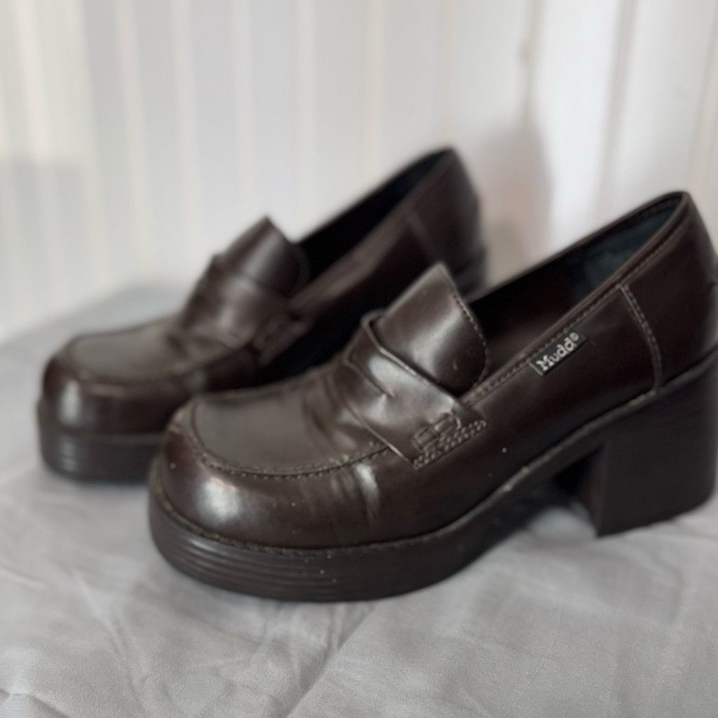 Other Mudd Chunky Y2K VTG Brown Heel Loafer 8.5 Size US 5 / IT 35 - 3 Thumbnail