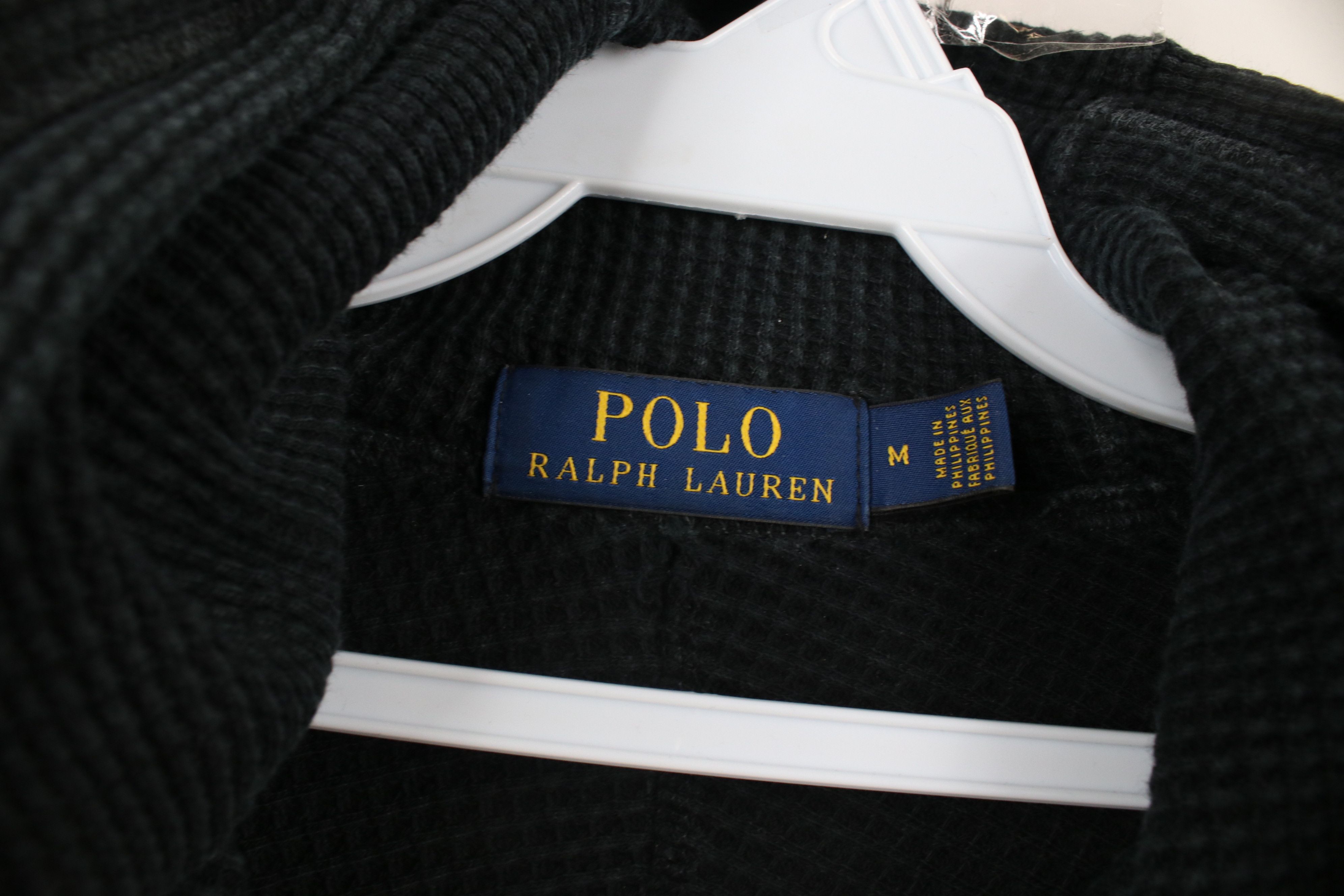 Polo Ralph Lauren Vintage Ralph Lauren Waffle Knit Hoodie Sweatshirt Black Size US M / EU 48-50 / 2 - 8 Thumbnail