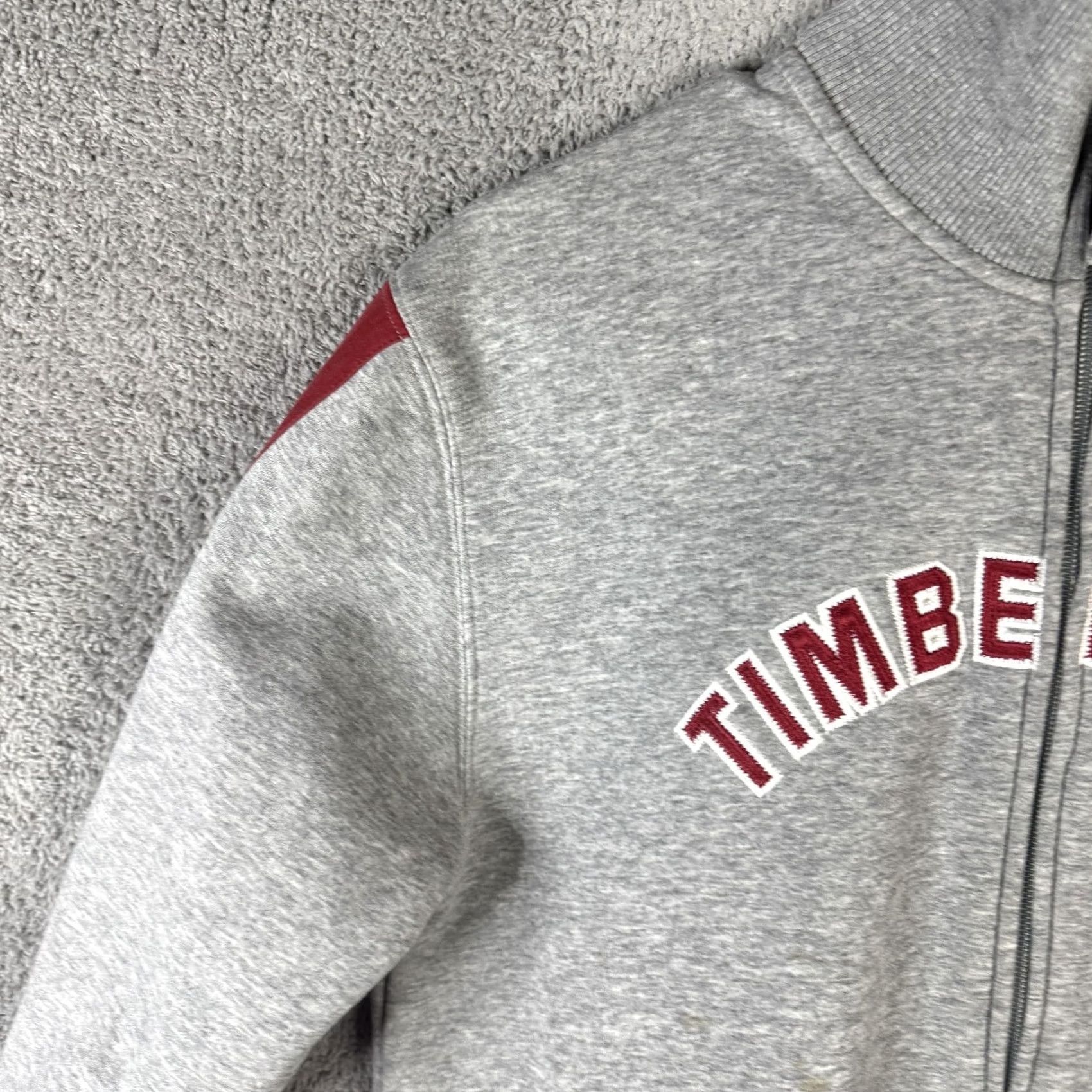 Timberland Timberland Sweatshirt Mens Large Gray Full Zip Fleece Stand Collar Logo Embroidered Graphic Print Pockets Heavyweight Cotton Blend Regular Fit Fall Size US L / EU 52-54 / 3 - 5 Thumbnail
