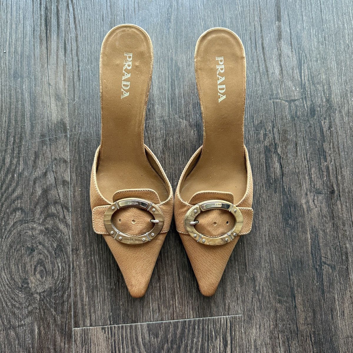 Prada Vintage Tan Prada Mules Size US 7.5 / IT 37.5 - 1 Thumbnail