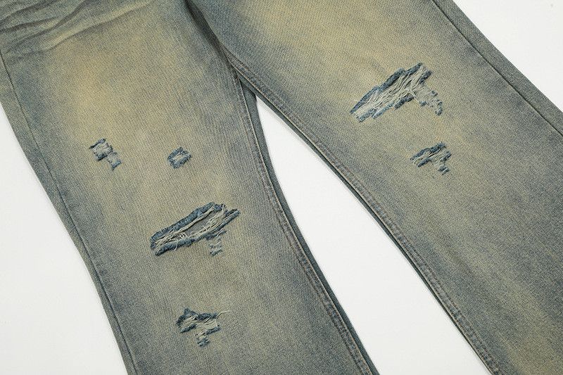 Japanese Brand Men's washed distressed ripped casual straight loose jeans Size US 32 / EU 48 - 5 Thumbnail