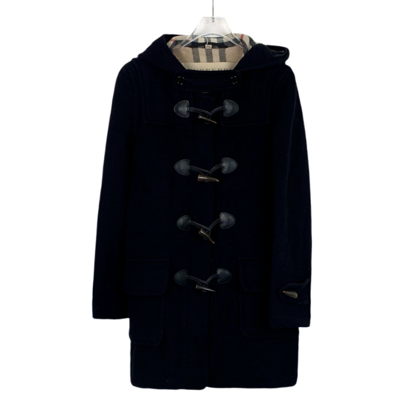 Burberry Burberry Black Wool Hooded Toggle Coat (Size XS) Size XS / US 0-2 / IT 36-38 - 1 Thumbnail