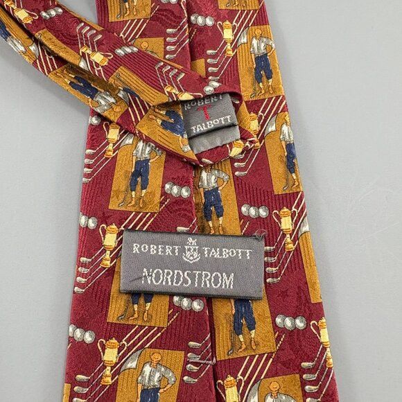 Robert Talbott Robert Talbott Nordstrom Red Golf Men's Tie 4 1/4" x 62" Size ONE SIZE - 4 Thumbnail
