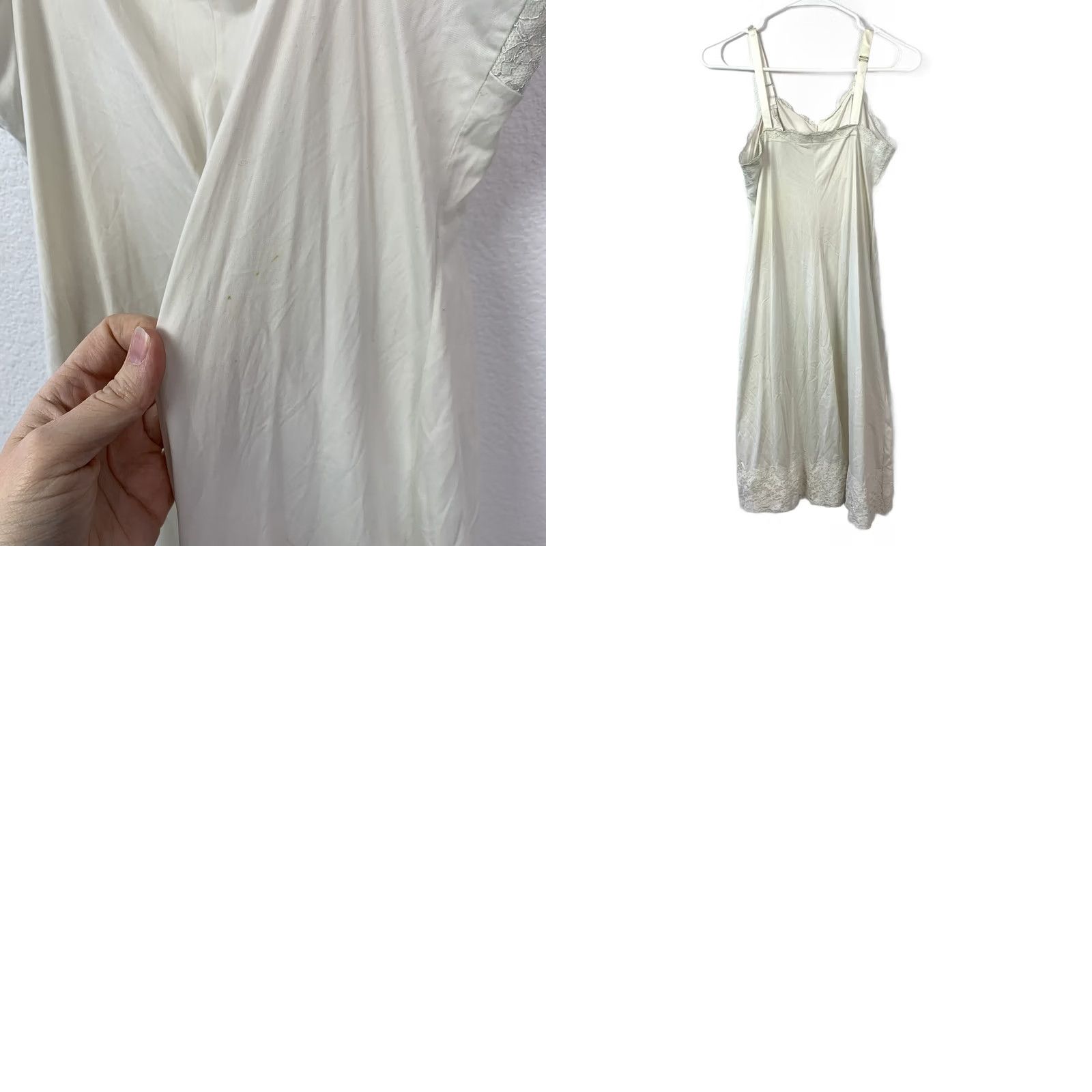 Vintage VINTAGE Ivory Full Slip Dress Lace Trim Adjustable Straps Women's Intimates Size S / US 4 / IT 40 - 8 Thumbnail