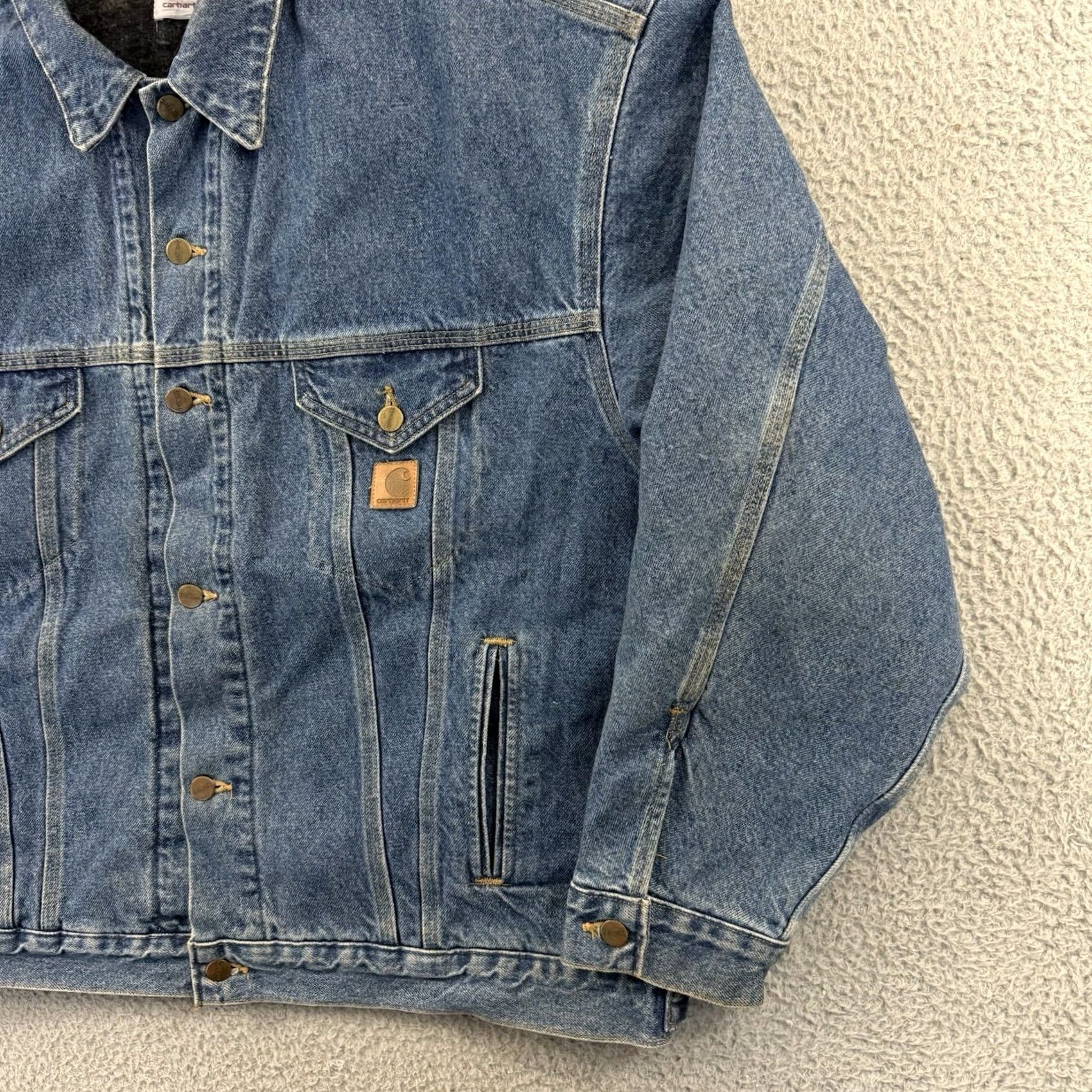 Carhartt VINTAGE Carhartt Denim Trucker Jacket Men’s 2XL Blue JB0998 Blanket Lined 90s Size US XXL / EU 58 / 5 - 5 Thumbnail