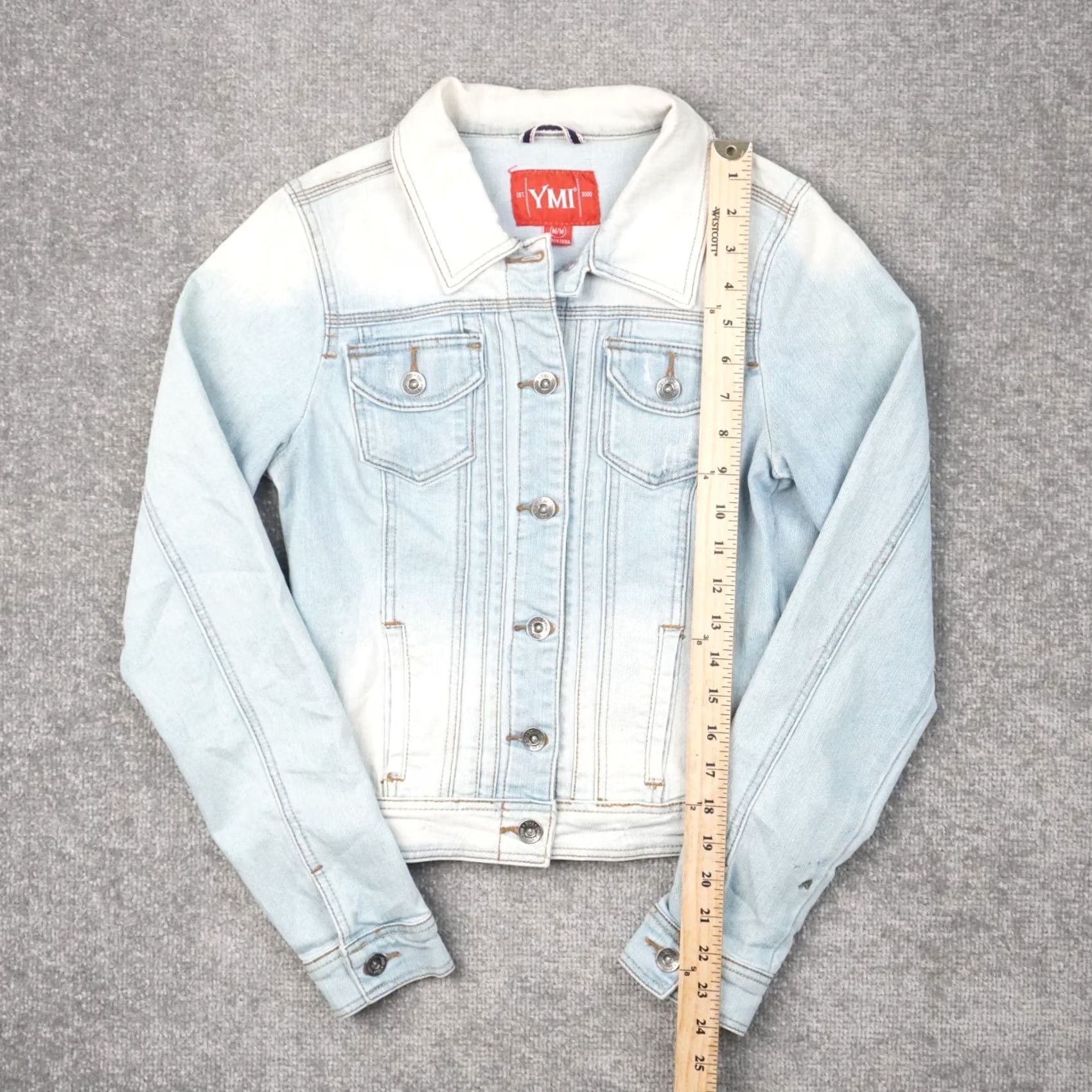 Doublet YMI Denim Jacket Blue Light Wash Womens M Jacket Pocket Lightweight Casual 90s Bohemian Biker Spring Fall Size M / US 6-8 / IT 42-44 - 3 Thumbnail