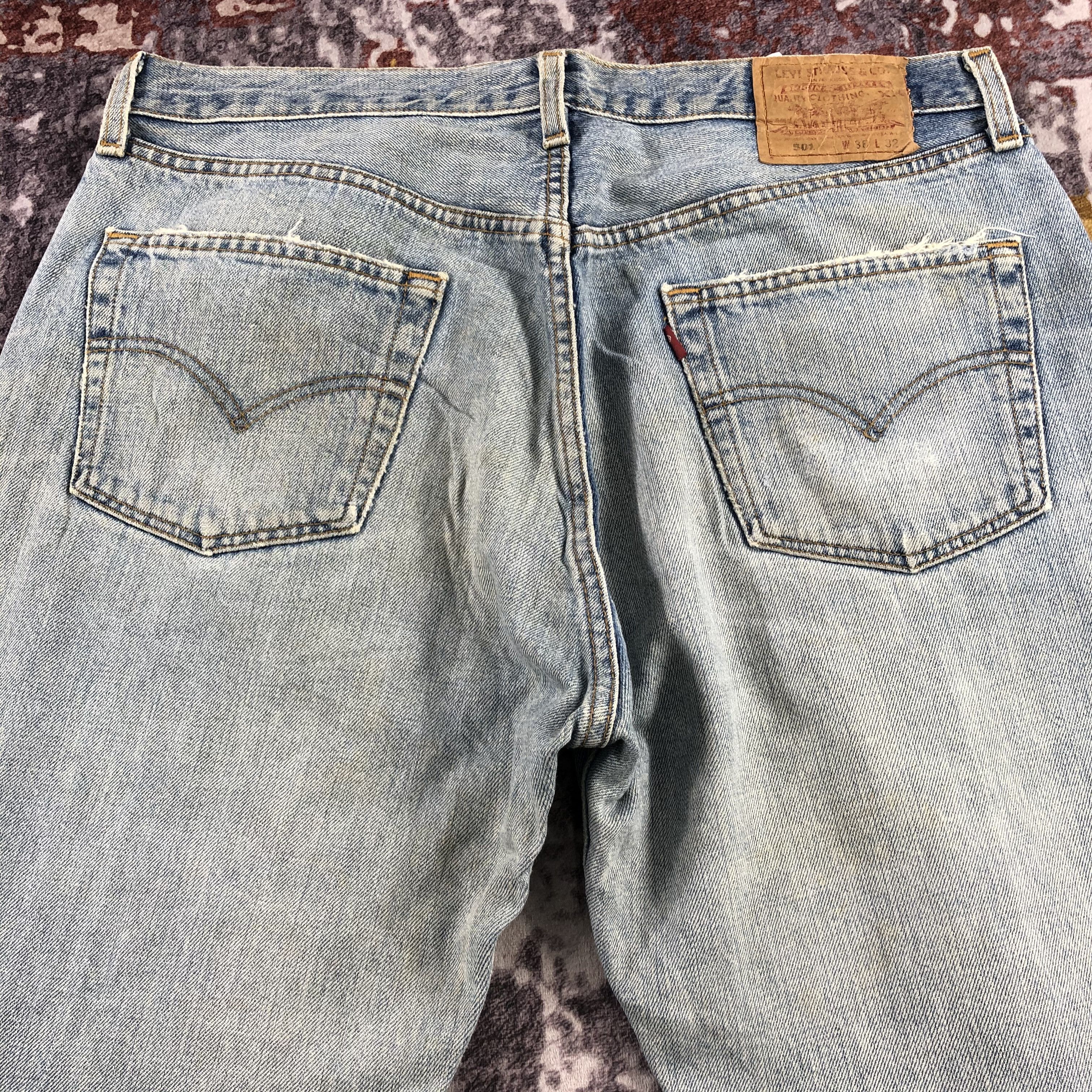 Levi's Vintage 90s Blue Wash Levis 501 Jeans-JM2856 Size US 35 - 5 Thumbnail
