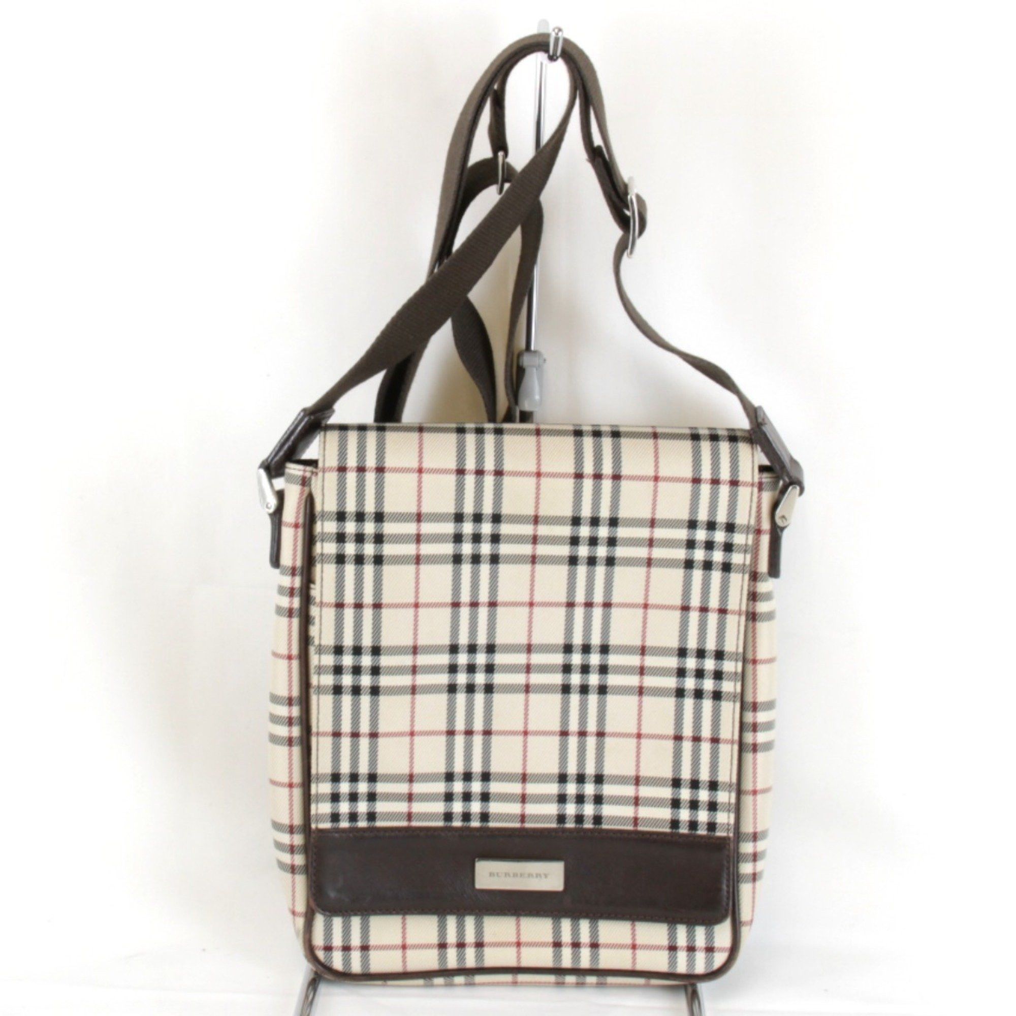 Burberry Shoulder Bag Canvas Leather Brown Ladies, Women's