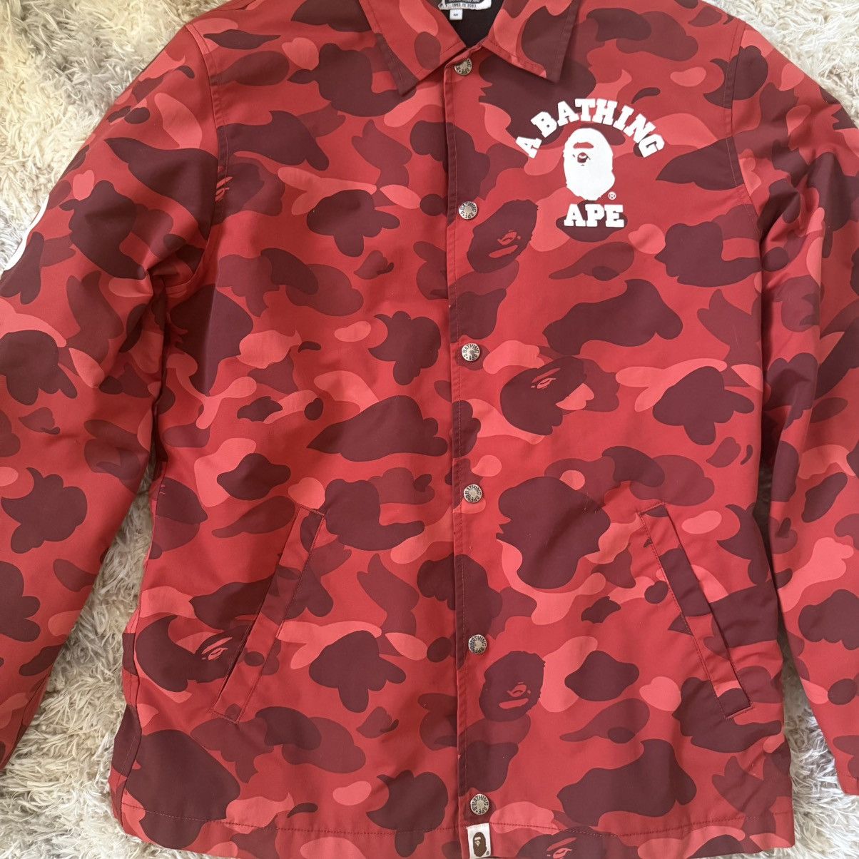 Bape Bape red camo college coach jacket Size US M / EU 48-50 / 2 - 7 Thumbnail