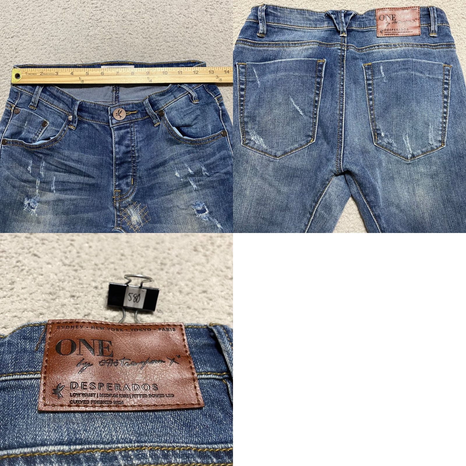 Vintage One Teaspoon Jeans Womens 25 Blue Denim Distressed Eagle Skinny Jeans Size 42" / US 20 - 8 Thumbnail