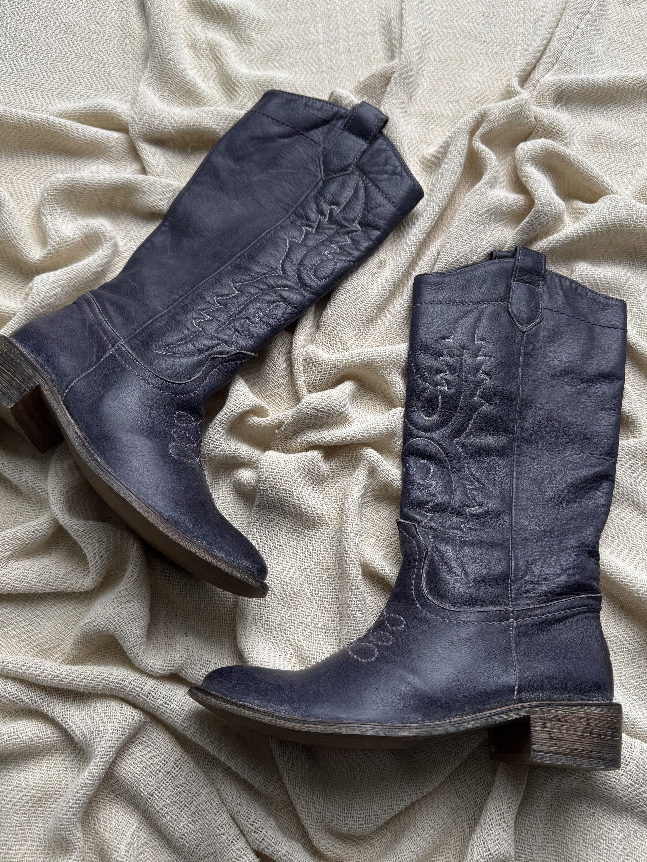 Vintage Vintage Leather Cowboy Western Mid Calf Embroidered Boots Size US 6 / IT 36 - 2 Thumbnail