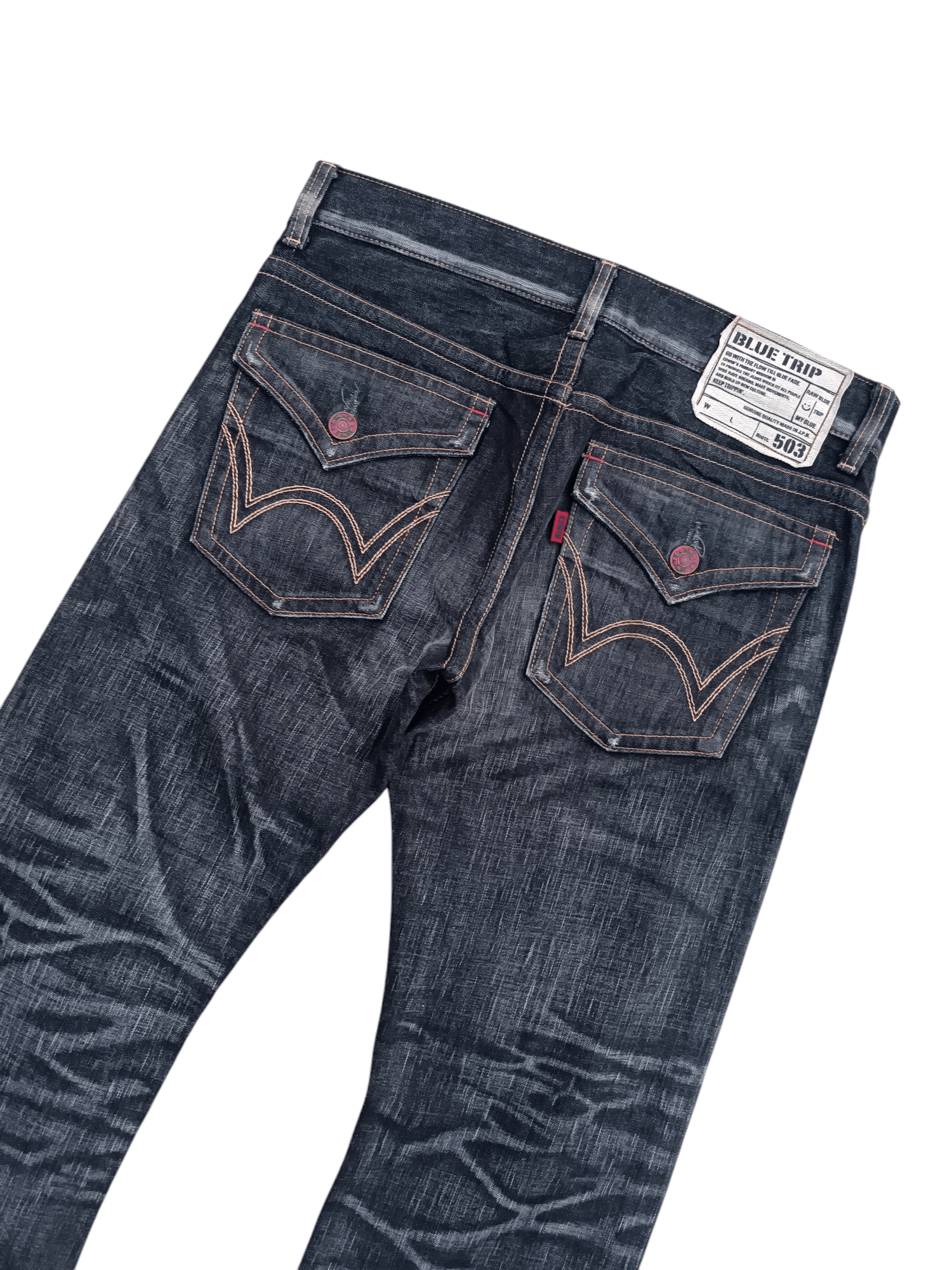 Edwin EDWIN 503 FLARE FADED & RUSTY PUNK STYLE WHISKERS DENIM Size US 34 / EU 50 - 12 Thumbnail