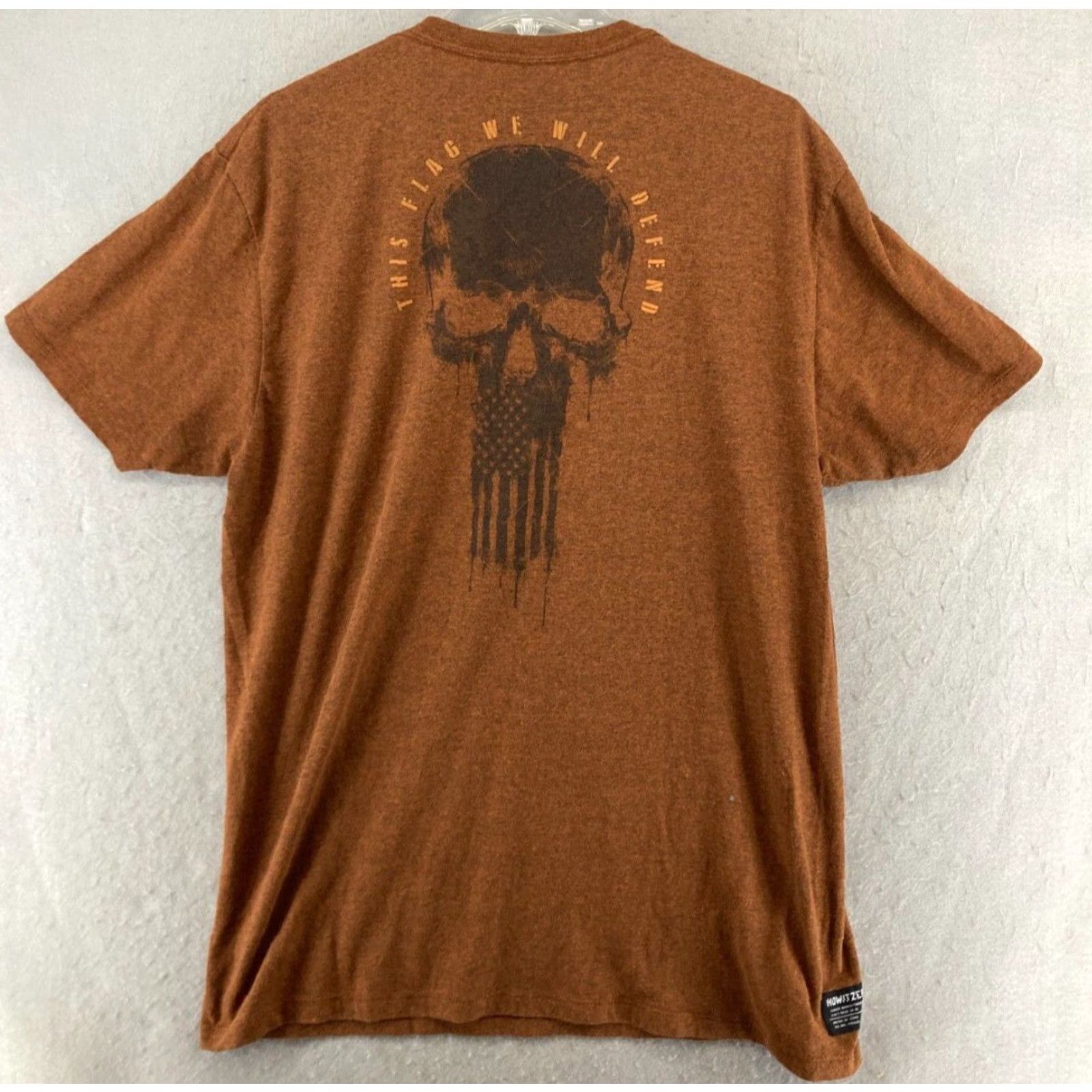 Vintage Howitzer Patriot MFG Mens TShirt XL Brown Skull This Flag We Will Defend Size US XL / EU 56 / 4 - 7 Thumbnail
