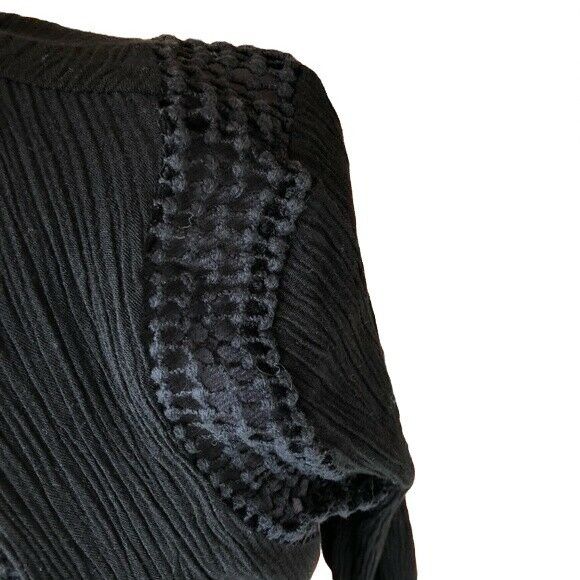 Other Daniel Rainn Long-Sleeve Crinkle Top Black Crochet Keyhole N Size M / US 6-8 / IT 42-44 - 7 Thumbnail