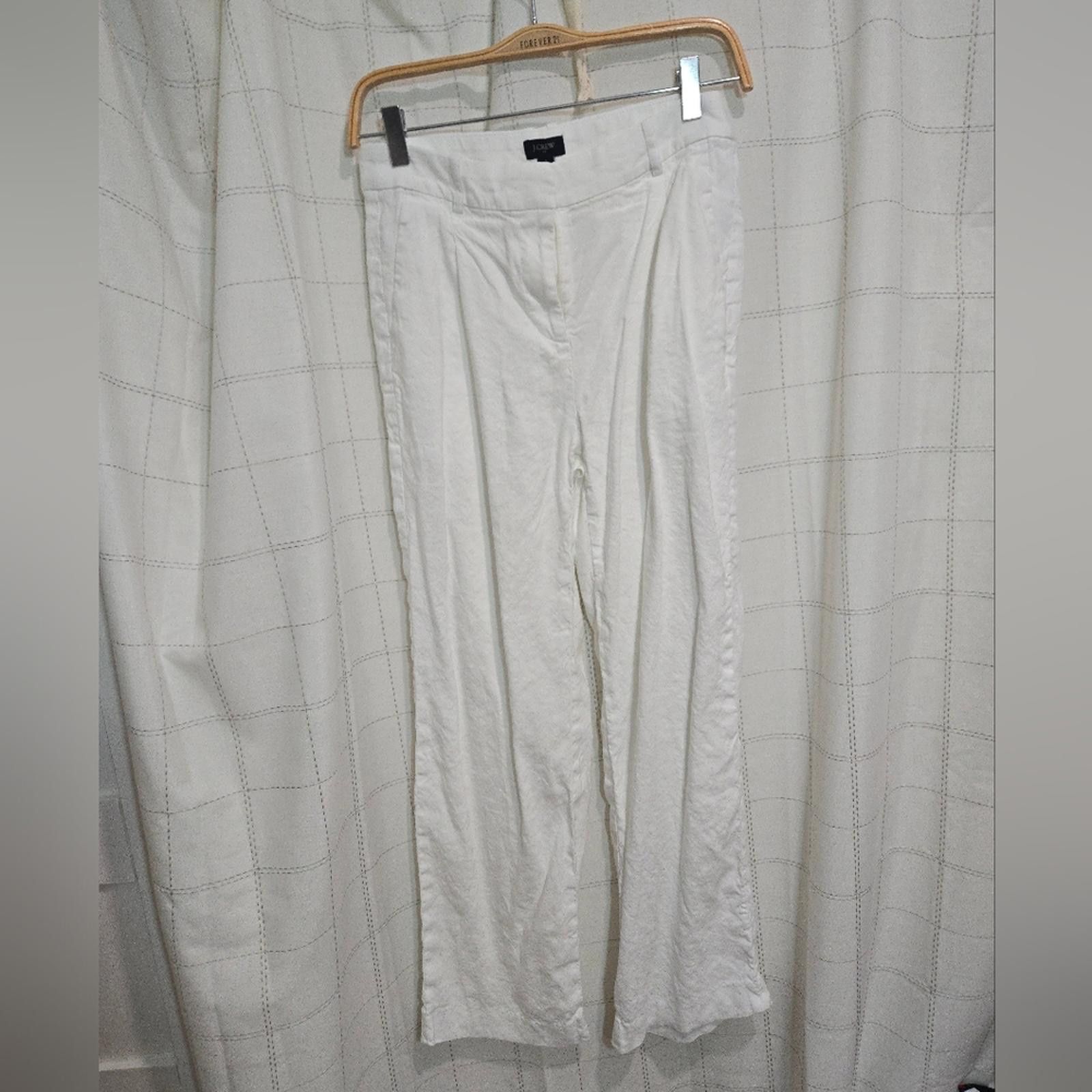 J.Crew J Crew Linen-Blend Wide-Leg Pleated Trouser Pant Size 26" / US 2 / IT 38 - 4 Thumbnail