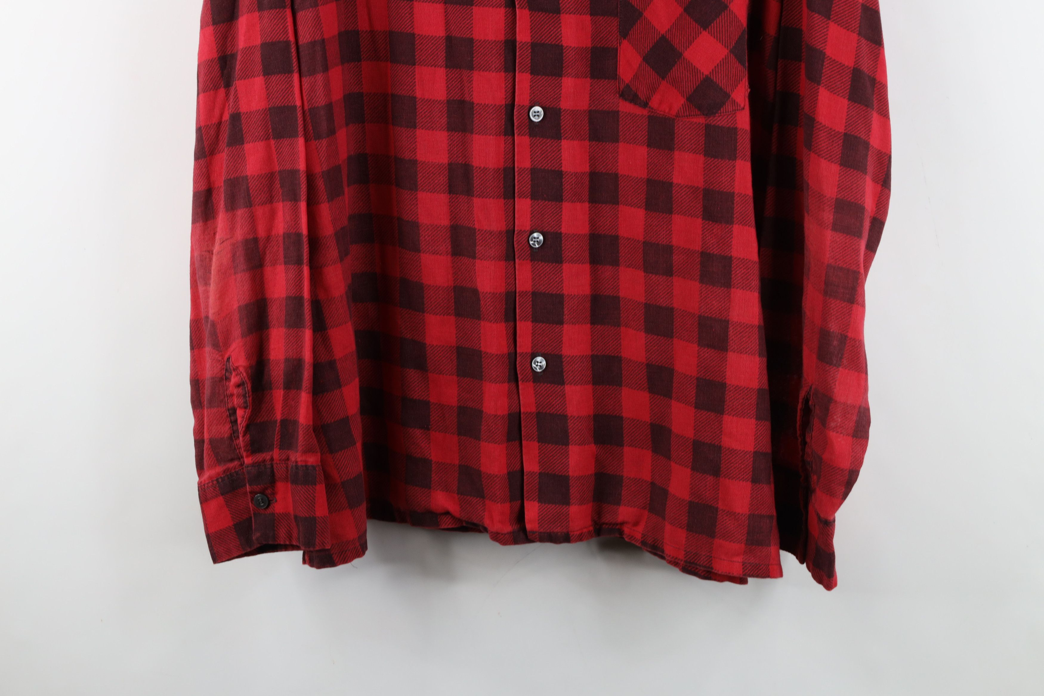 Vintage Vintage 70s Streetwear Flannel Collared Button Shirt Red Size US XL / EU 56 / 4 - 3 Thumbnail