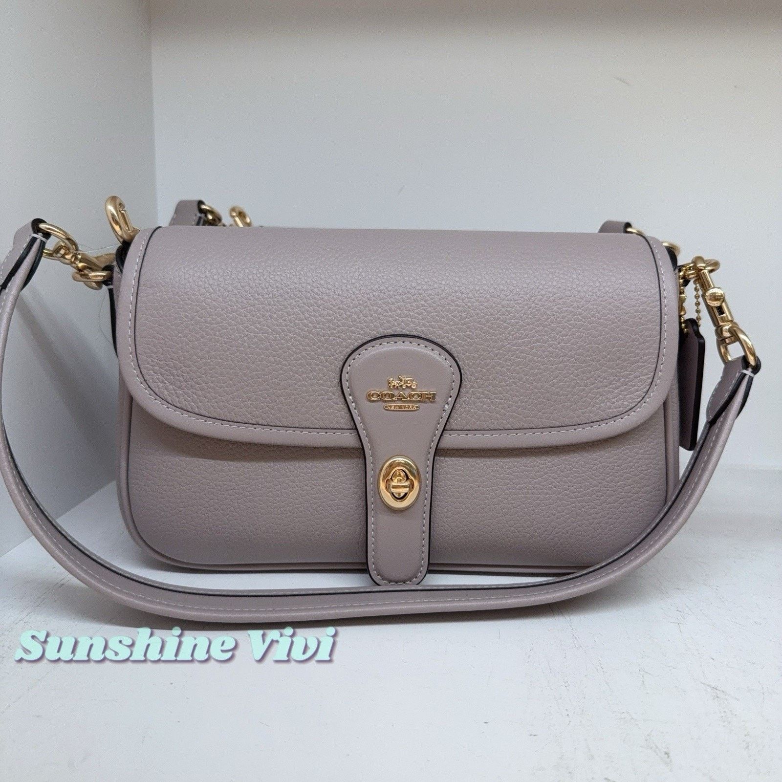 Coach NWT COACH Hadley Shoulder Bag Leather CY683 Gold/Grey Birch Size ONE SIZE - 1 Thumbnail