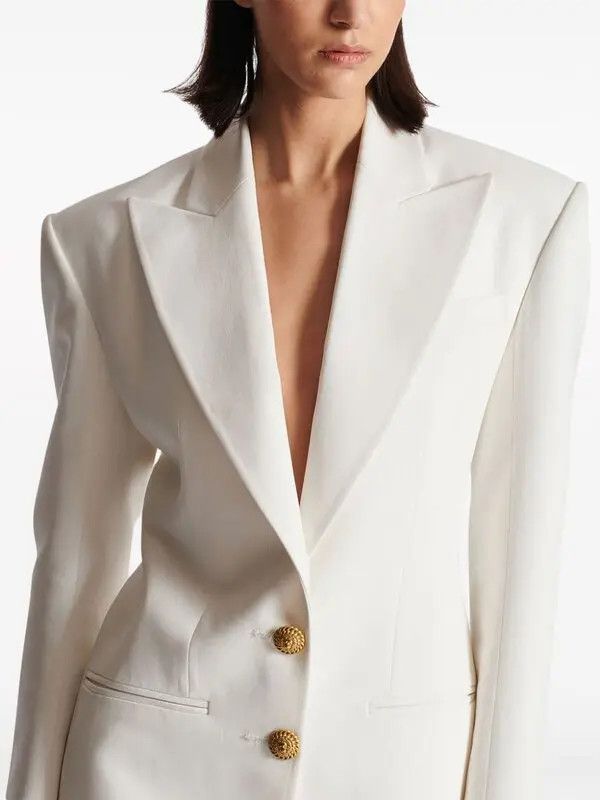 Balmain o1s1wg110825 Single Breasted 2 Button Blazer in White Size L / US 10 / IT 46 - 5 Thumbnail