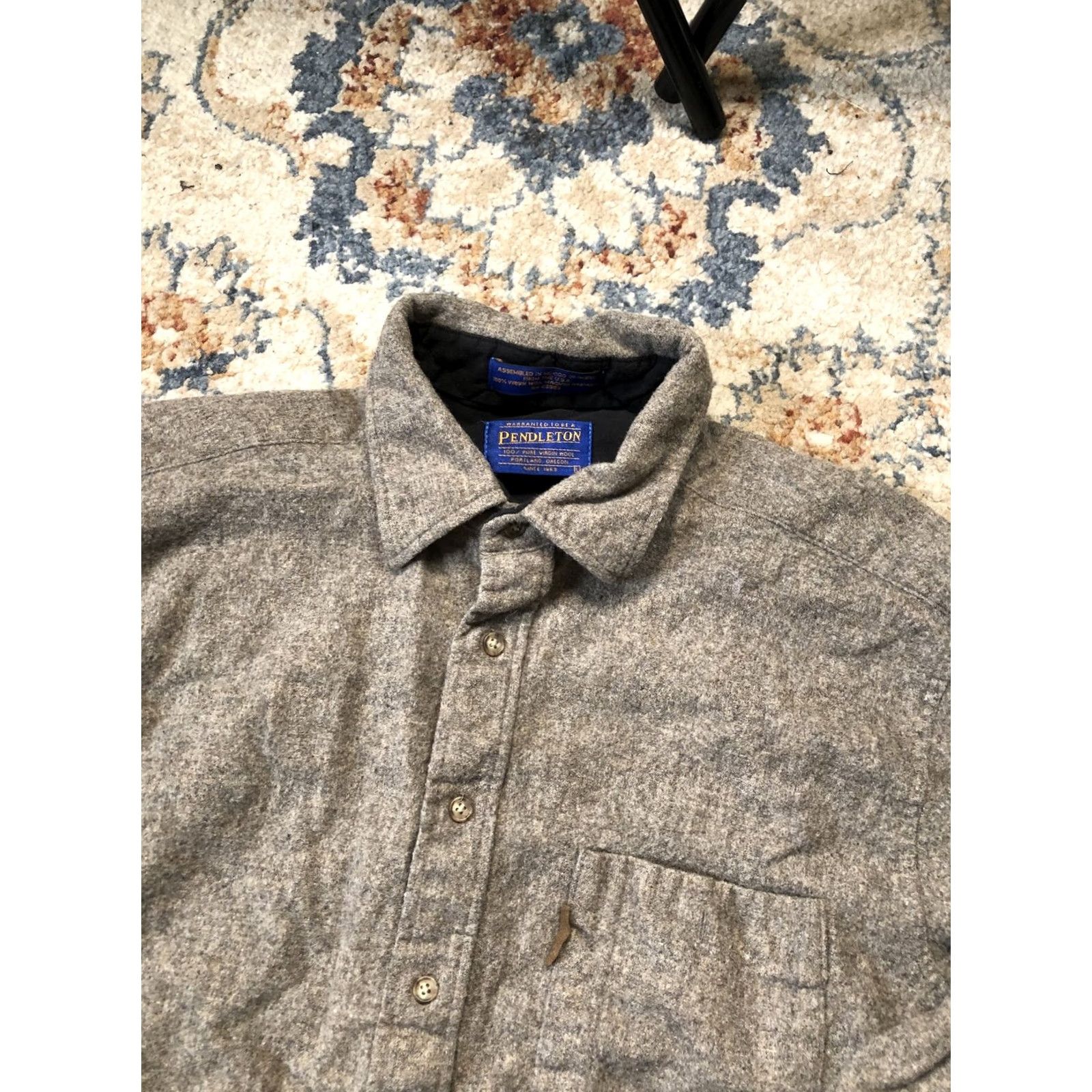 Pendleton Pendleton Shirt Mens Large Gray Wool Elbow Patch Outdoor Workwear Button Up Size US L / EU 52-54 / 3 - 6 Thumbnail