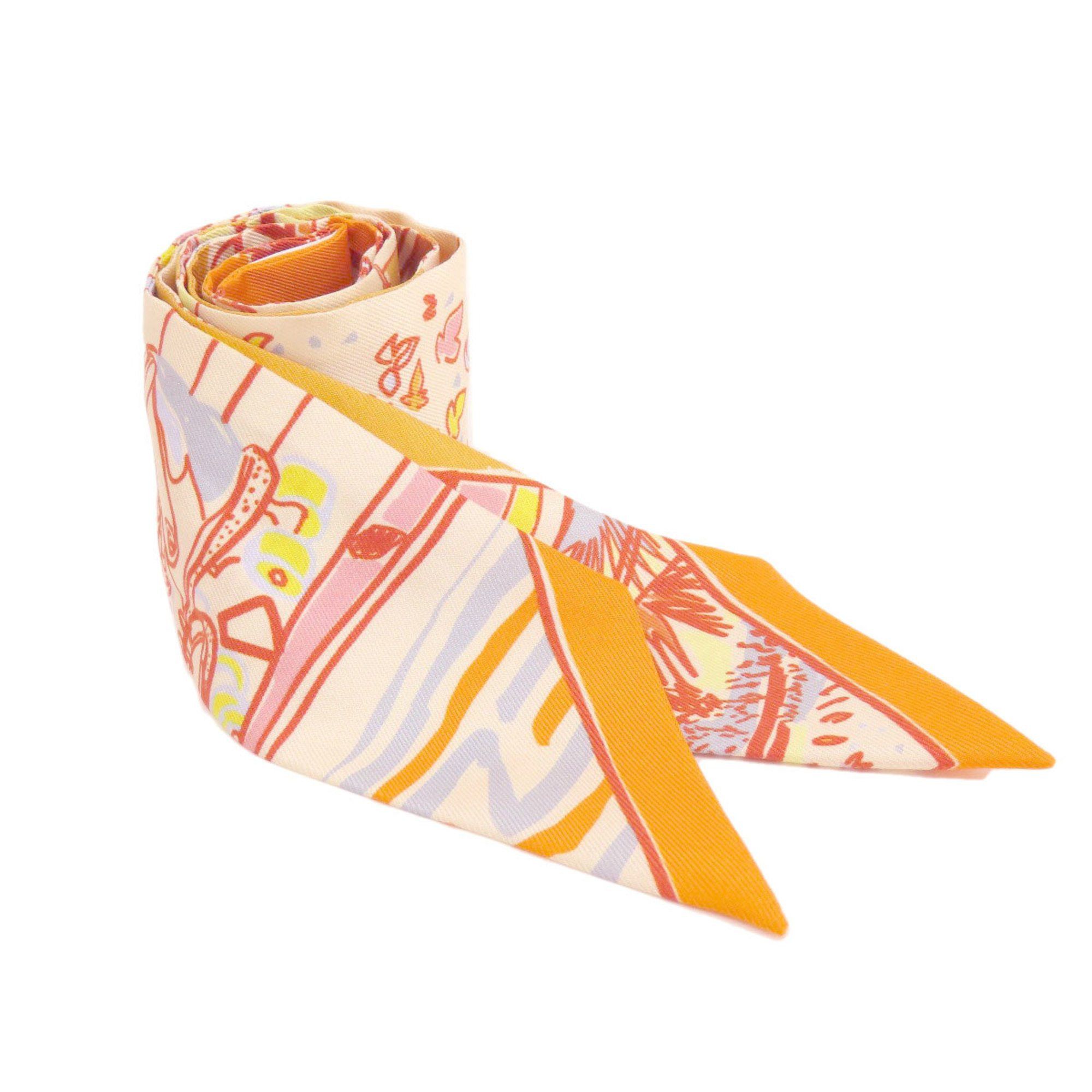 image of Hermes Twilly Scarf Muffler Silk Women's Hermes in Orange