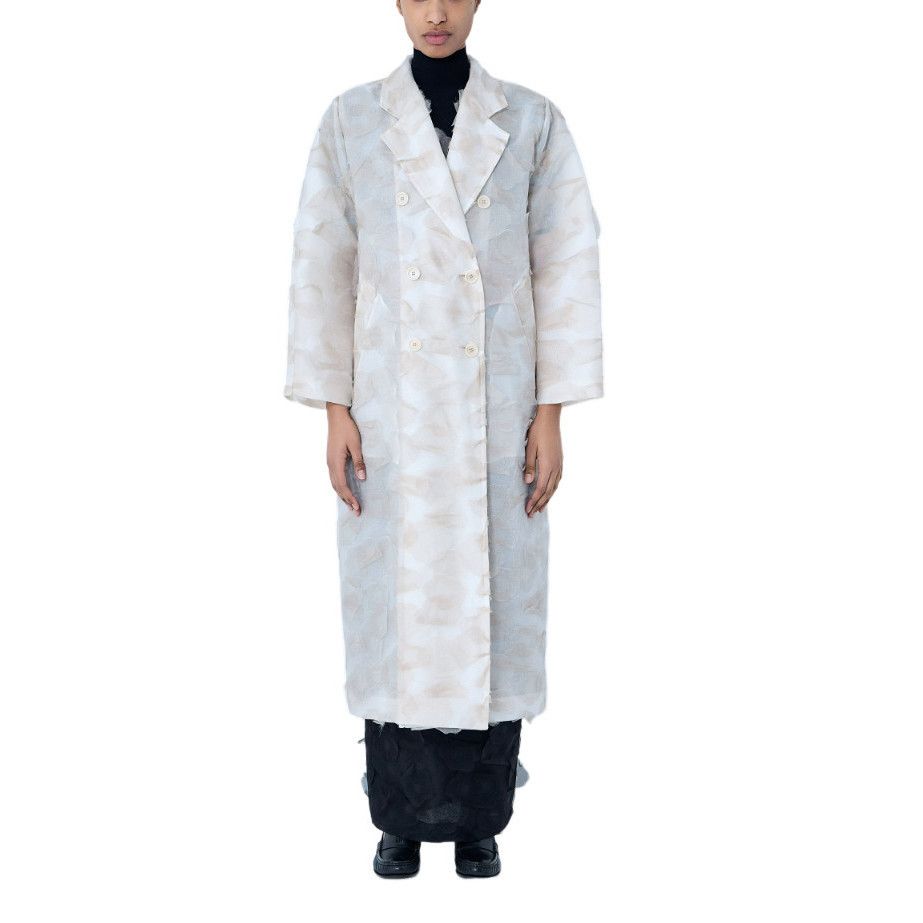 Max Mara MAX MARA Beige Silk Double-Breasted Long Coat New & Authenti Size S / US 4 / IT 40 - 1 Preview