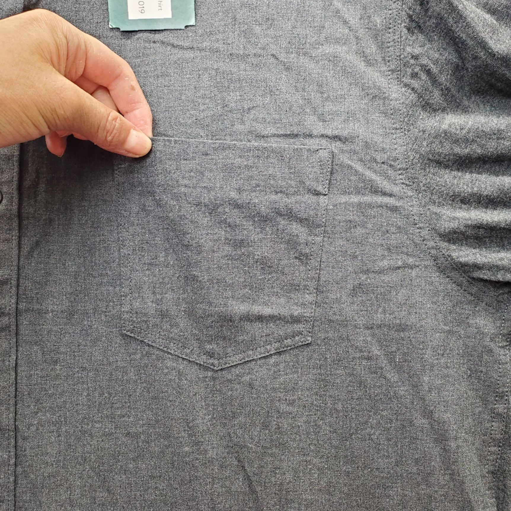 Vintage WRK Reworked Shirt Mens XXL Dark Gray Poplin Knit Paneled Button Down Size US XXL / EU 58 / 5 - 5 Thumbnail