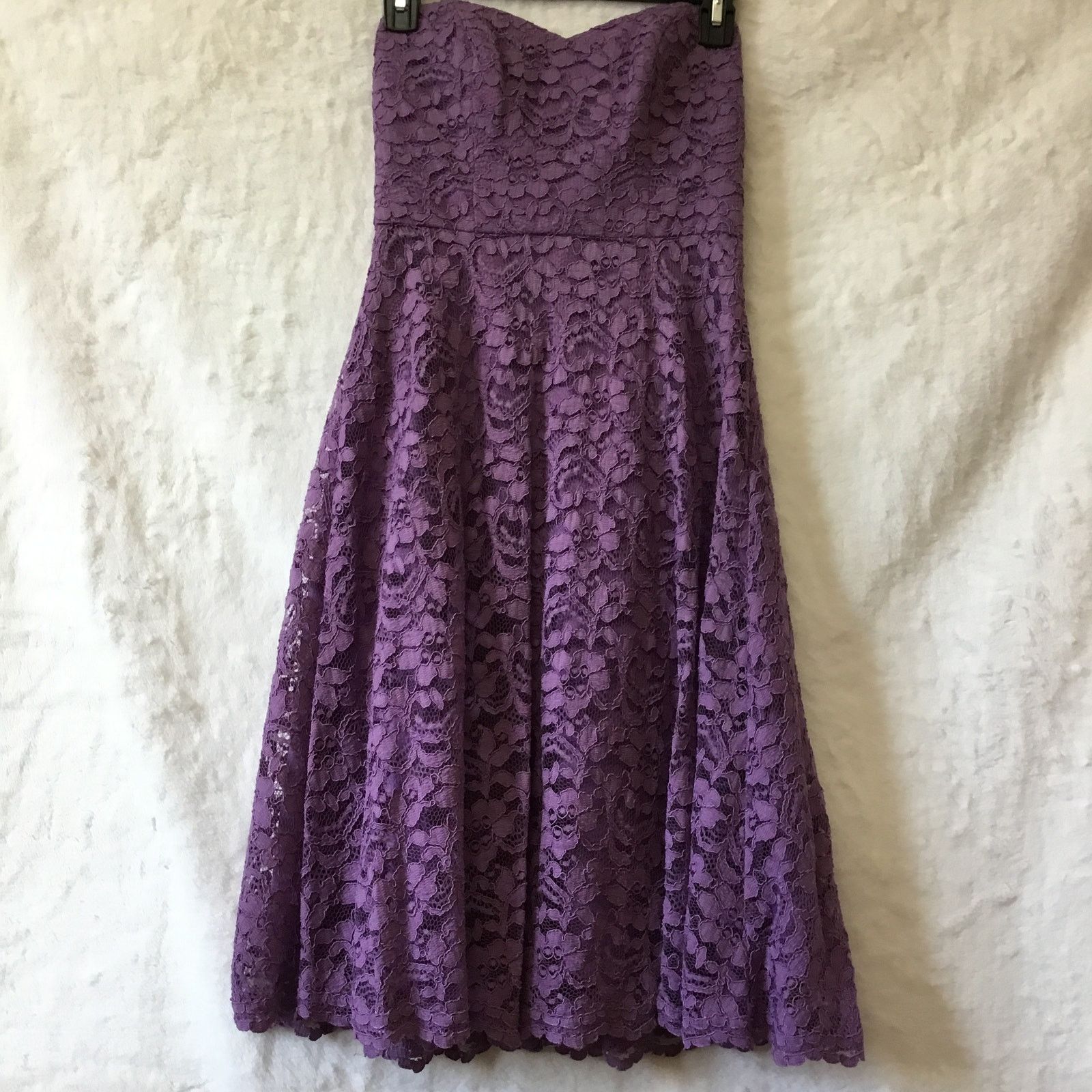 Other David's Bridal Dark Purple Strapless Lace Dress Size XS / US 0-2 / IT 36-38 - 4 Thumbnail