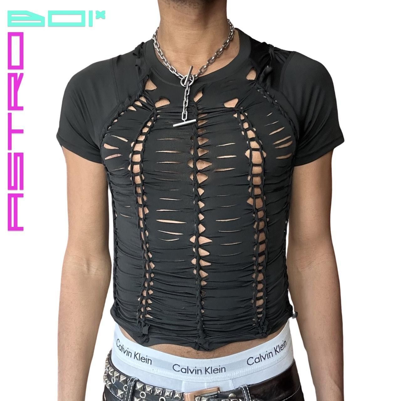Gildan ASTROBOI 'LINES' Black Braided Compression Top - Large Size US L / EU 52-54 / 3 - 1 Thumbnail