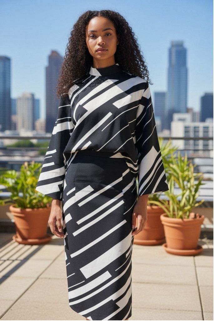 Zara Zara Geometric Print Top and Skirt Set NWT Large Size L / US 10 / IT 46 - 1 Thumbnail