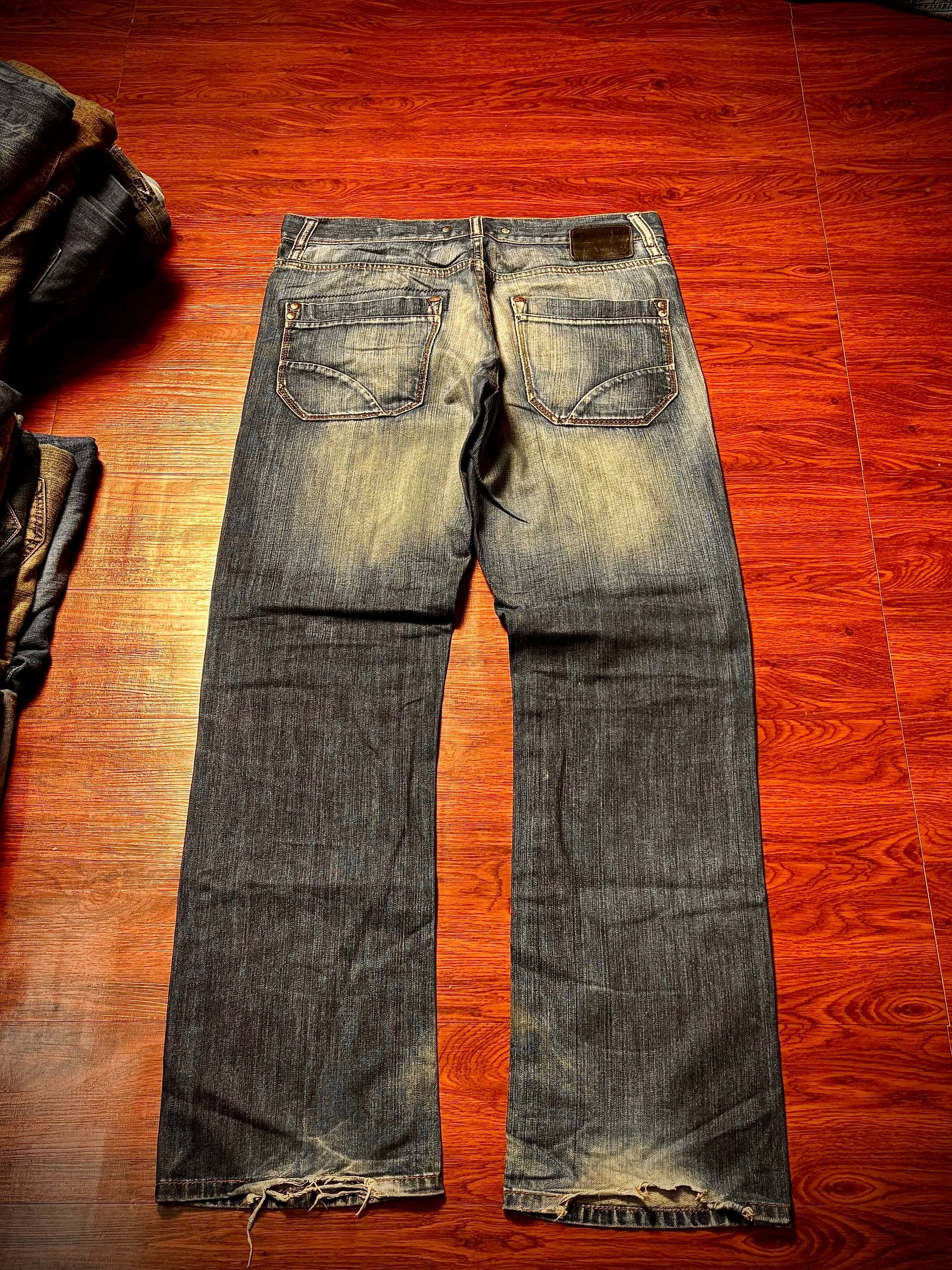 If Six Was Nine Vintage 00s Silver Heavy Fade Distressed Hem Denim Pants Size 36" / US 14 / IT 50 - 1 Thumbnail