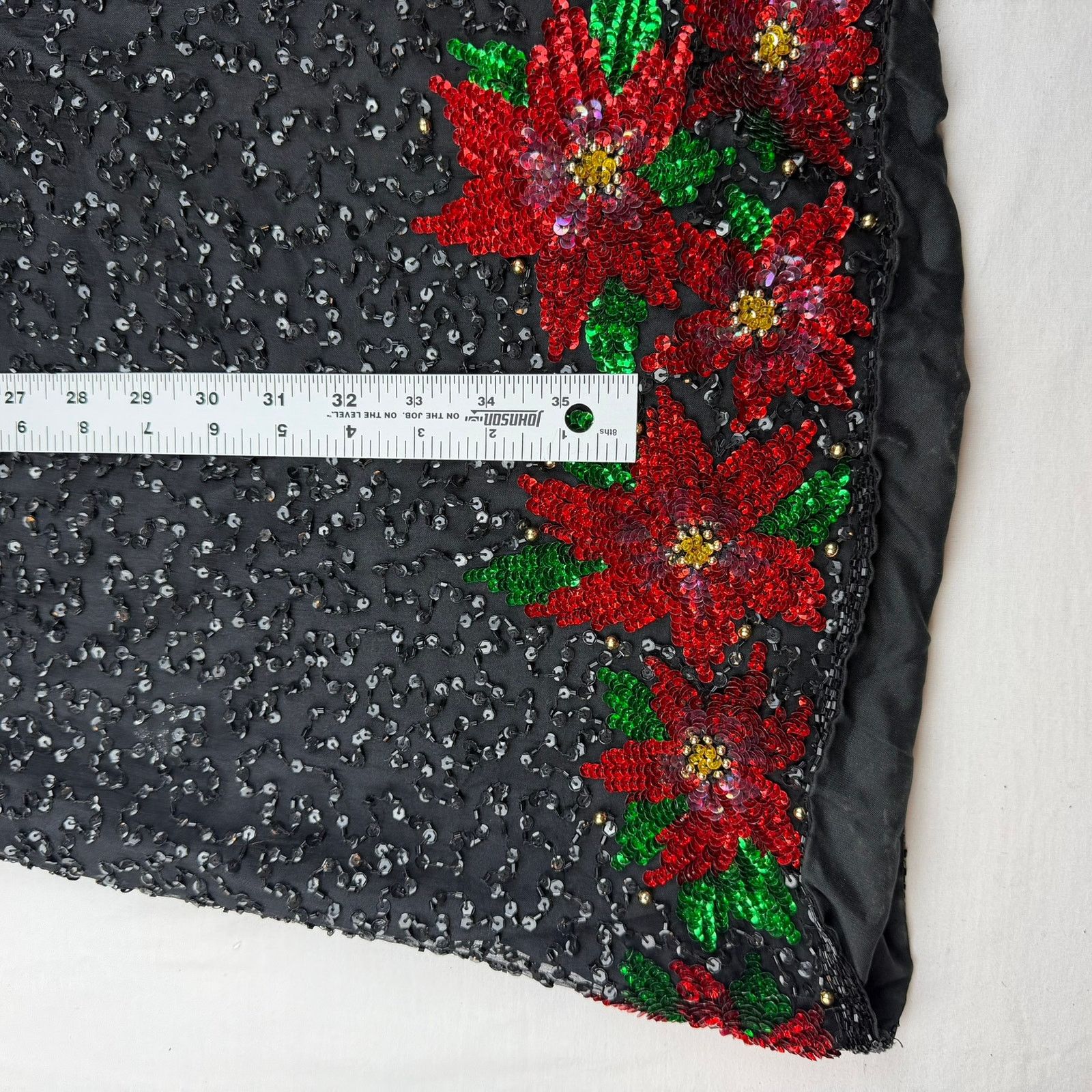 Other Vintage Laurence Kazar Black Sequin Dress Poinsettia Small Size XL / US 12-14 / IT 48-50 - 6 Thumbnail
