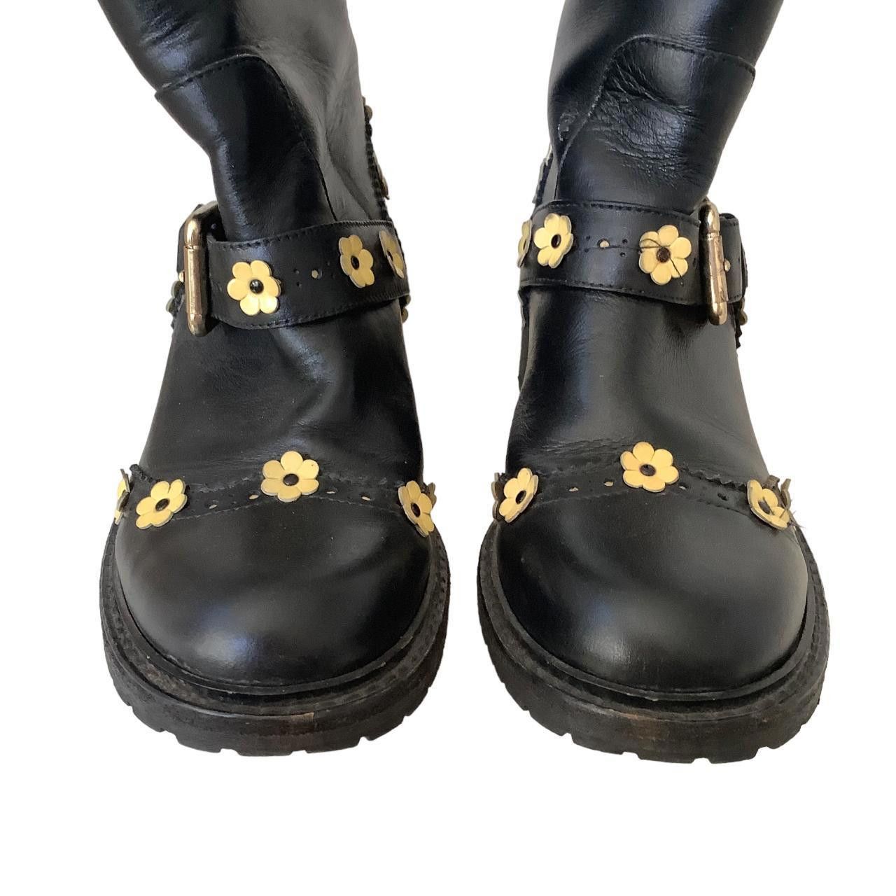 Valentino Valentino Red Leather Yellow Flower Boot 7.5 US Size US 7.5 / IT 37.5 - 6 Thumbnail