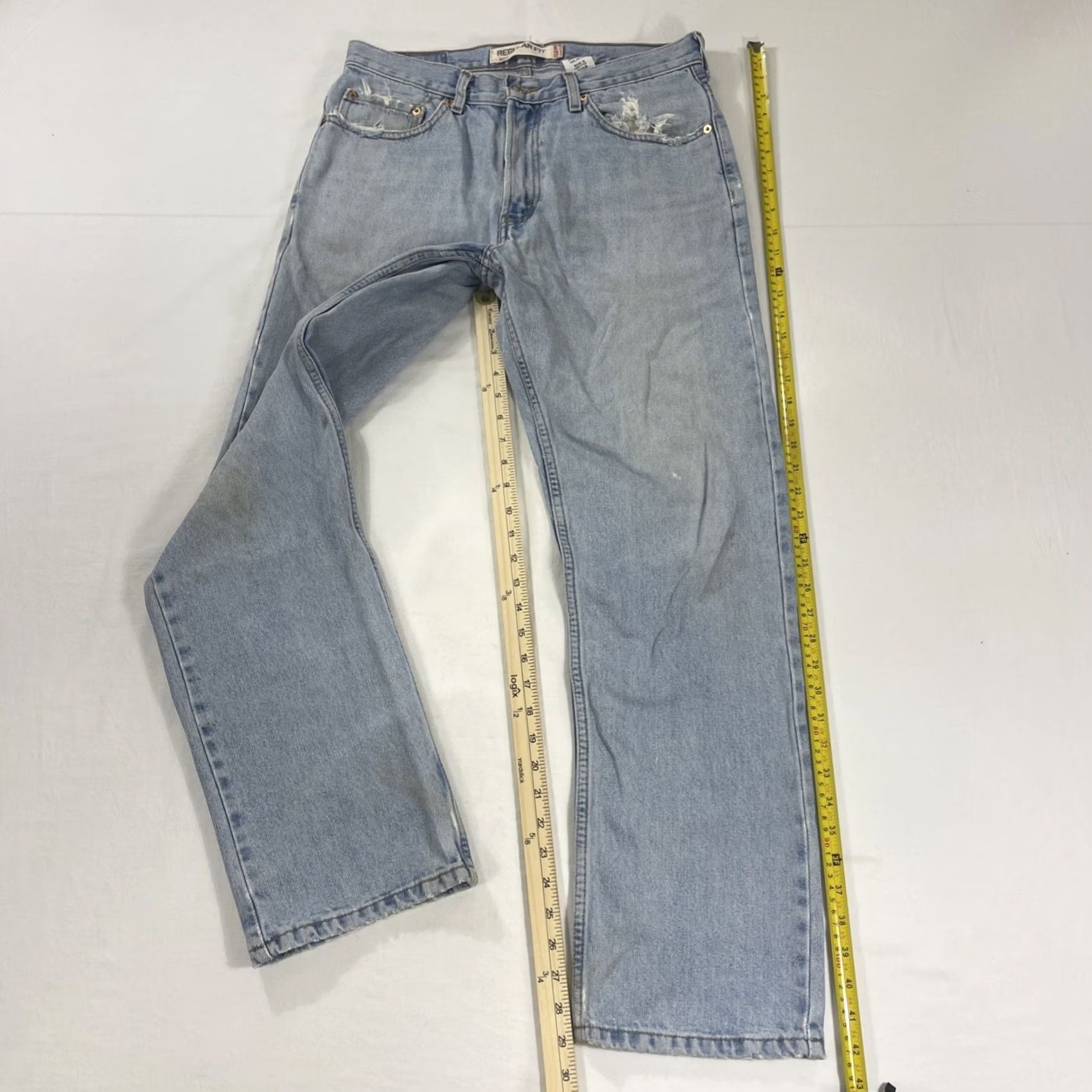 Levi's Levi's Denim Jeans 505 Regular Fit 33x32 Blue Distressed Men Size US 33 - 2 Thumbnail