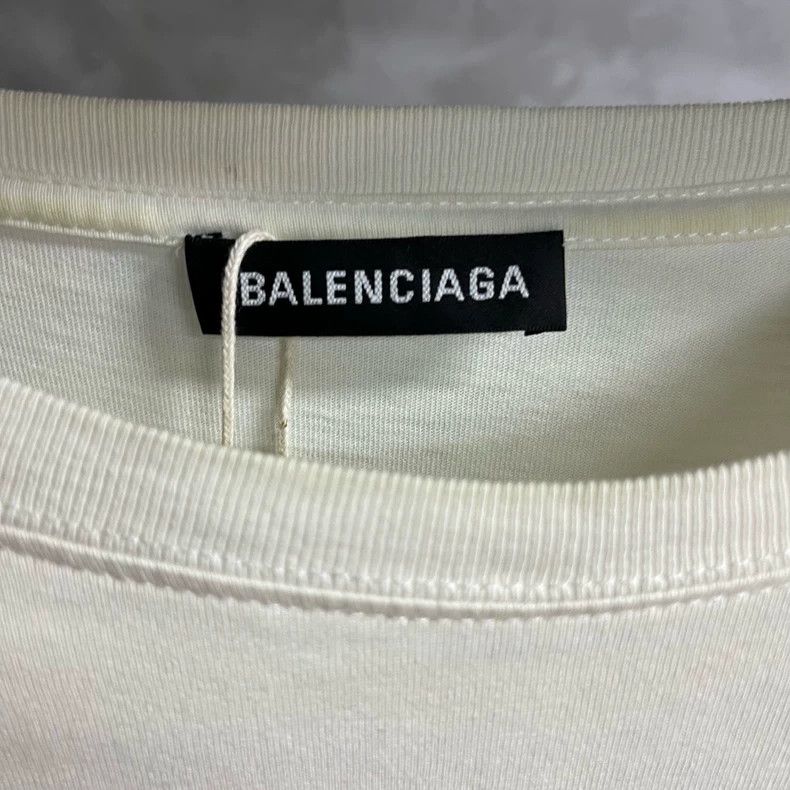 Balenciaga Balenciaga White logo print crew neck short sleeve T-shirt Size US M / EU 48-50 / 2 - 2 Thumbnail