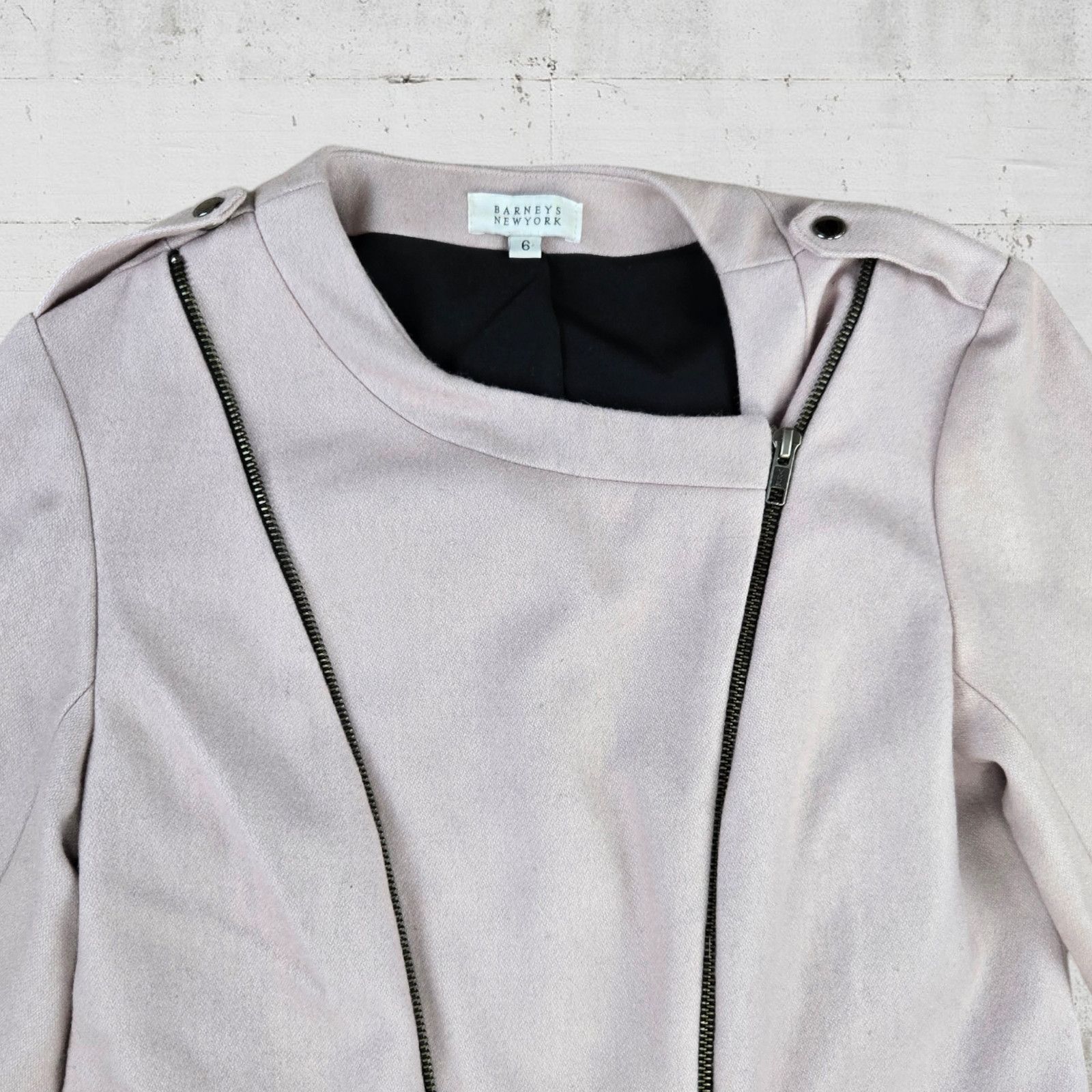 Barneys New York Vintage Barneys Pink Wool Blend Moto Jacket Size 6 Size M / US 6-8 / IT 42-44 - 3 Thumbnail