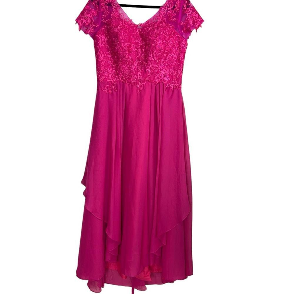 Designer Pink Lace Rhinestone Mother of The Bride Dress Medium Size M / US 6-8 / IT 42-44 - 2 Thumbnail