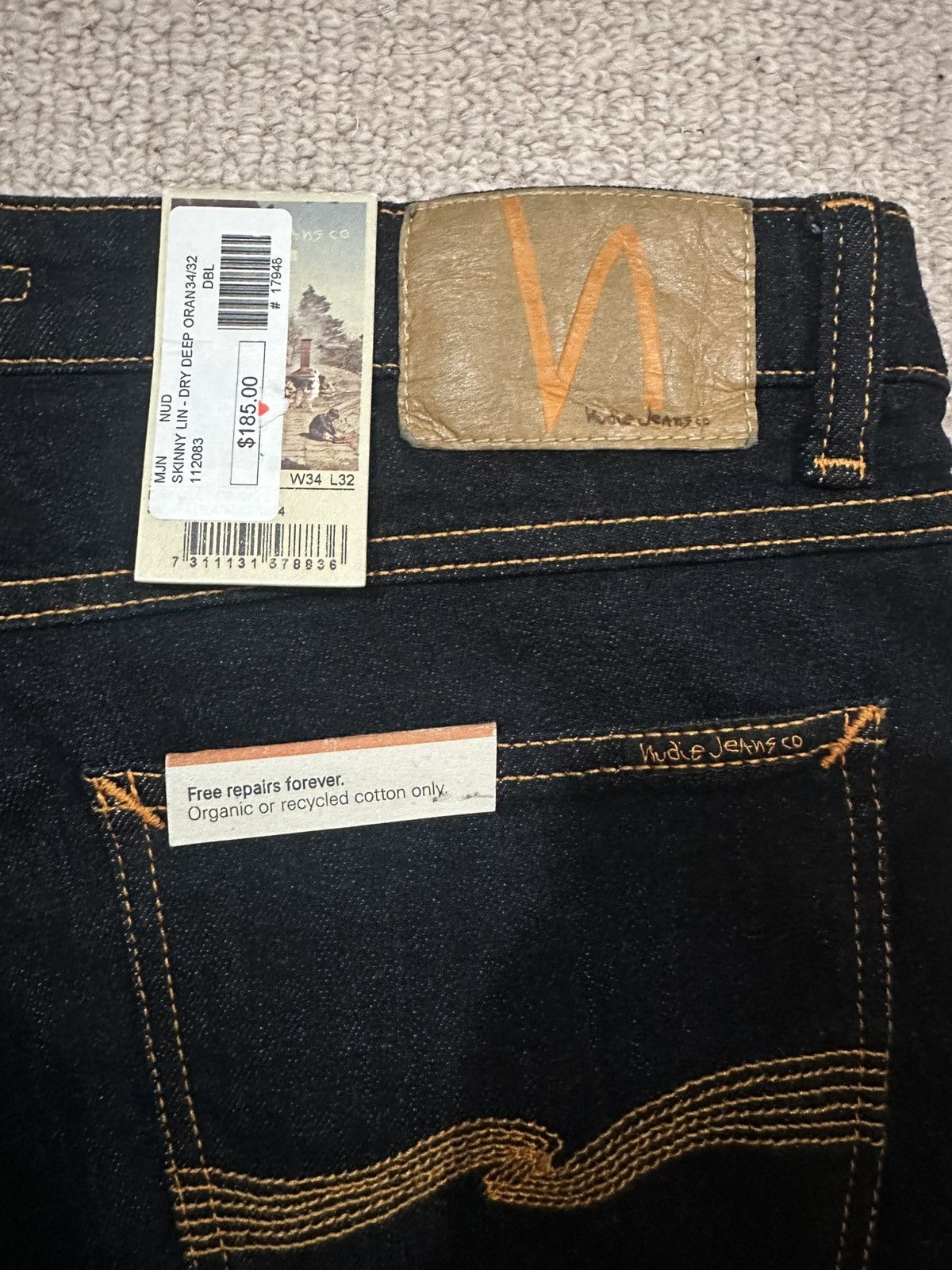 Nudie Jeans Nudie Jeans Co - Skinny Lin Dry Deep Orange NEW WITH TAGS Size US 34 / EU 50 - 3 Thumbnail