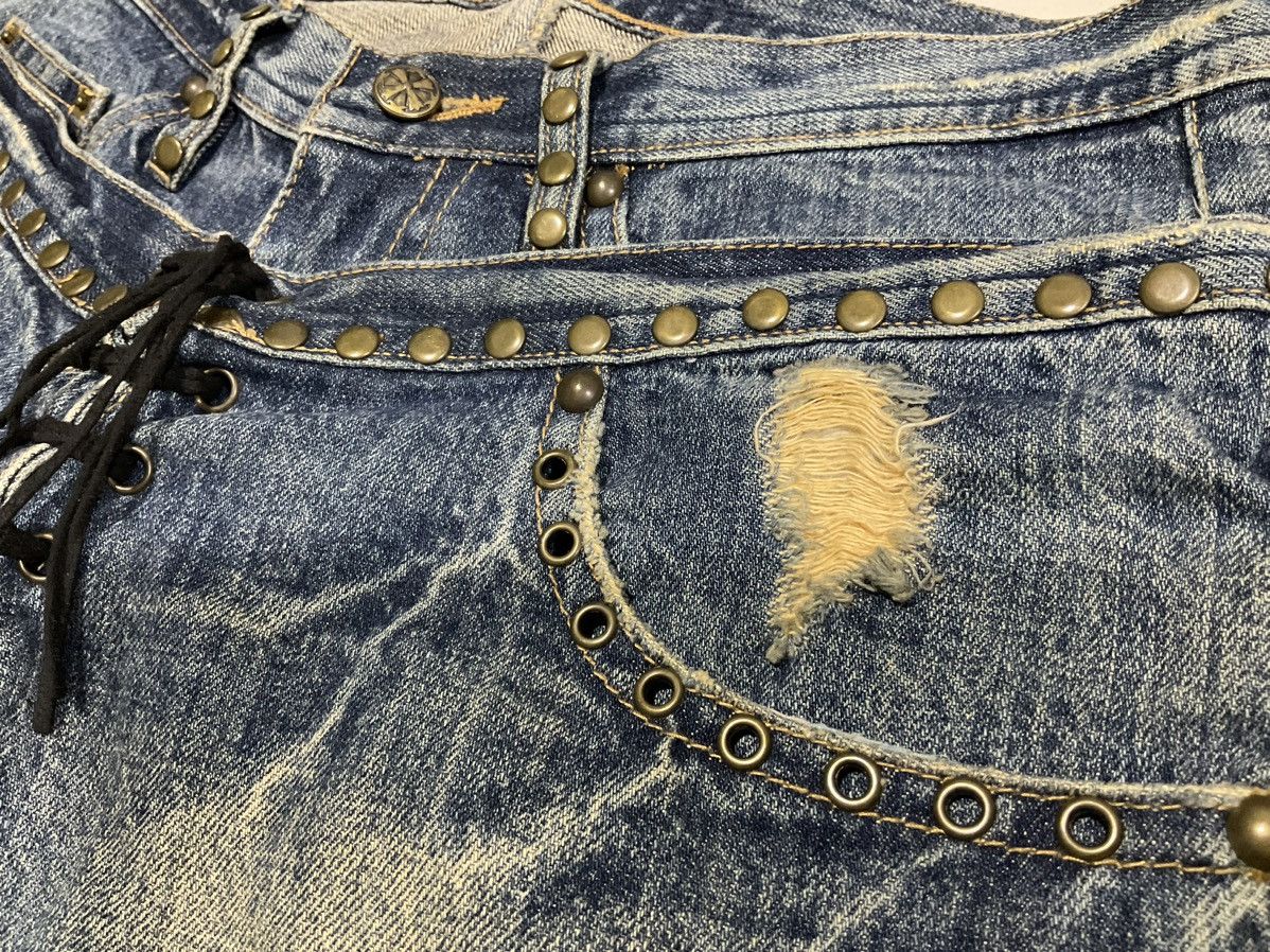 If Six Was Nine Midas Double Waist Lace Up Flared Denim Patchwork Size US 32 / EU 48 - 6 Thumbnail