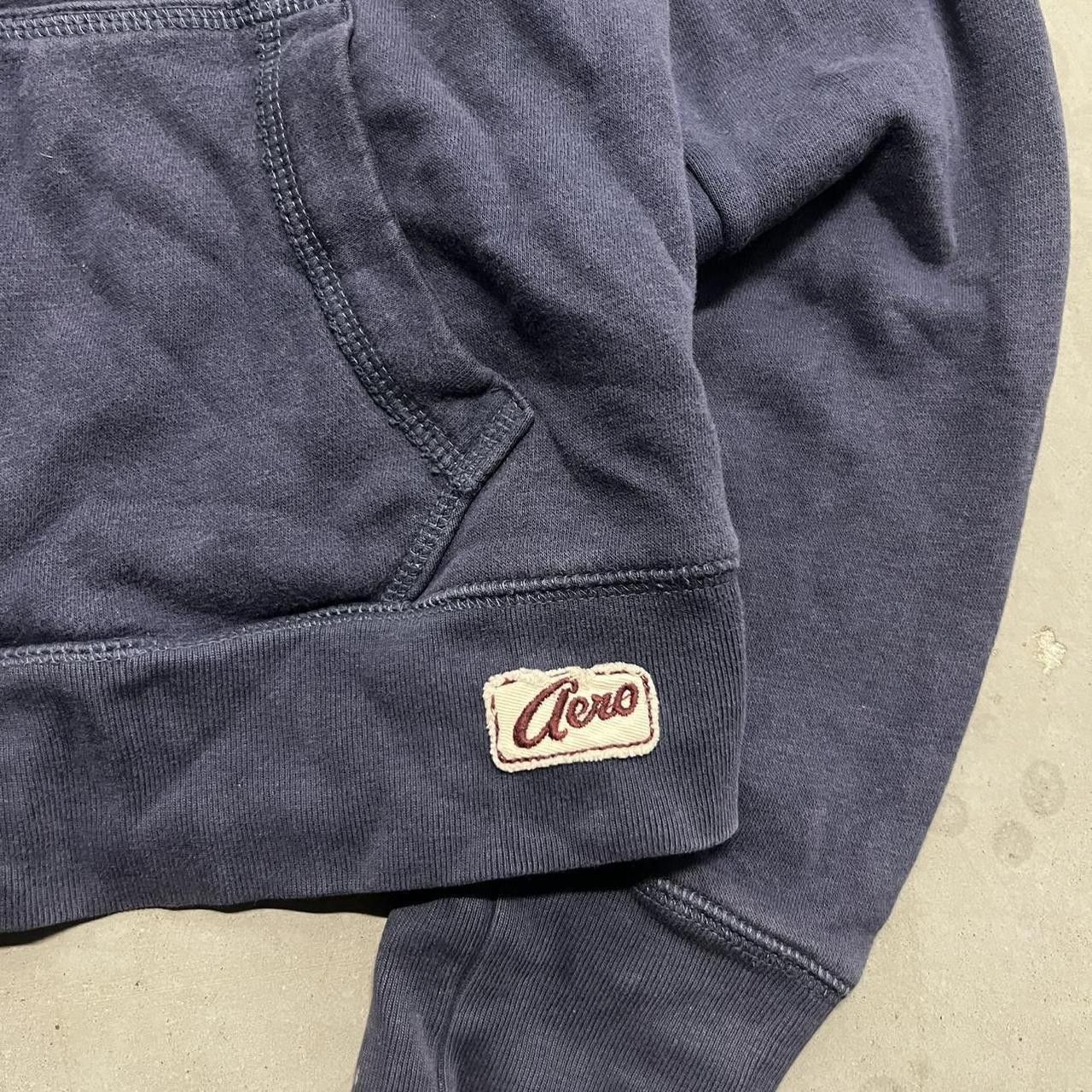 Aeropostale Crazy Vintage Y2K/2000s Blank Aeropostale Navy Blue Zipup Hoodie! Size US M / EU 48-50 / 2 - 2 Thumbnail