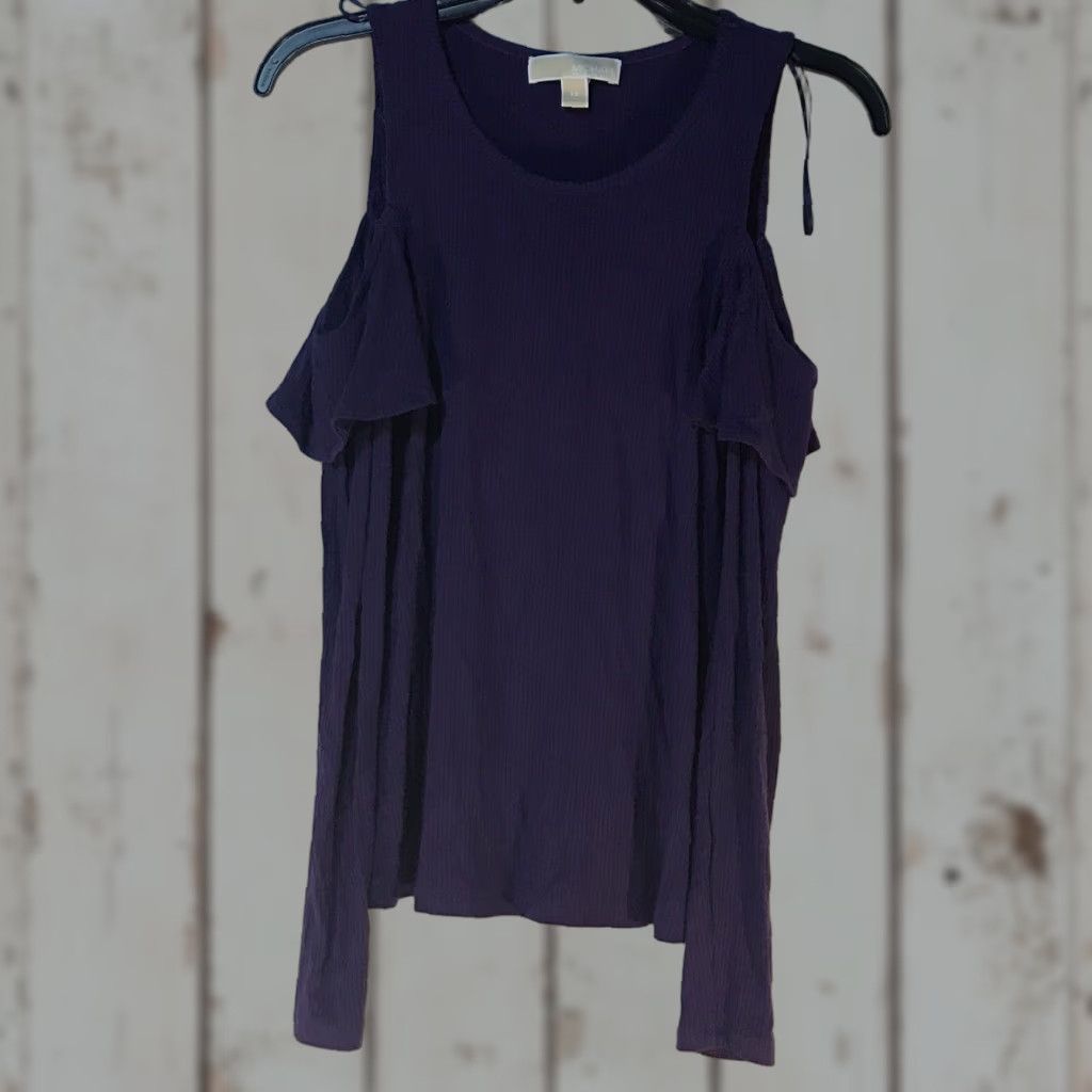 Michael Kors Michael Kors Purple Cold Shoulder Blouse Womens XS Designer Size XS / US 0-2 / IT 36-38 - 1 Thumbnail